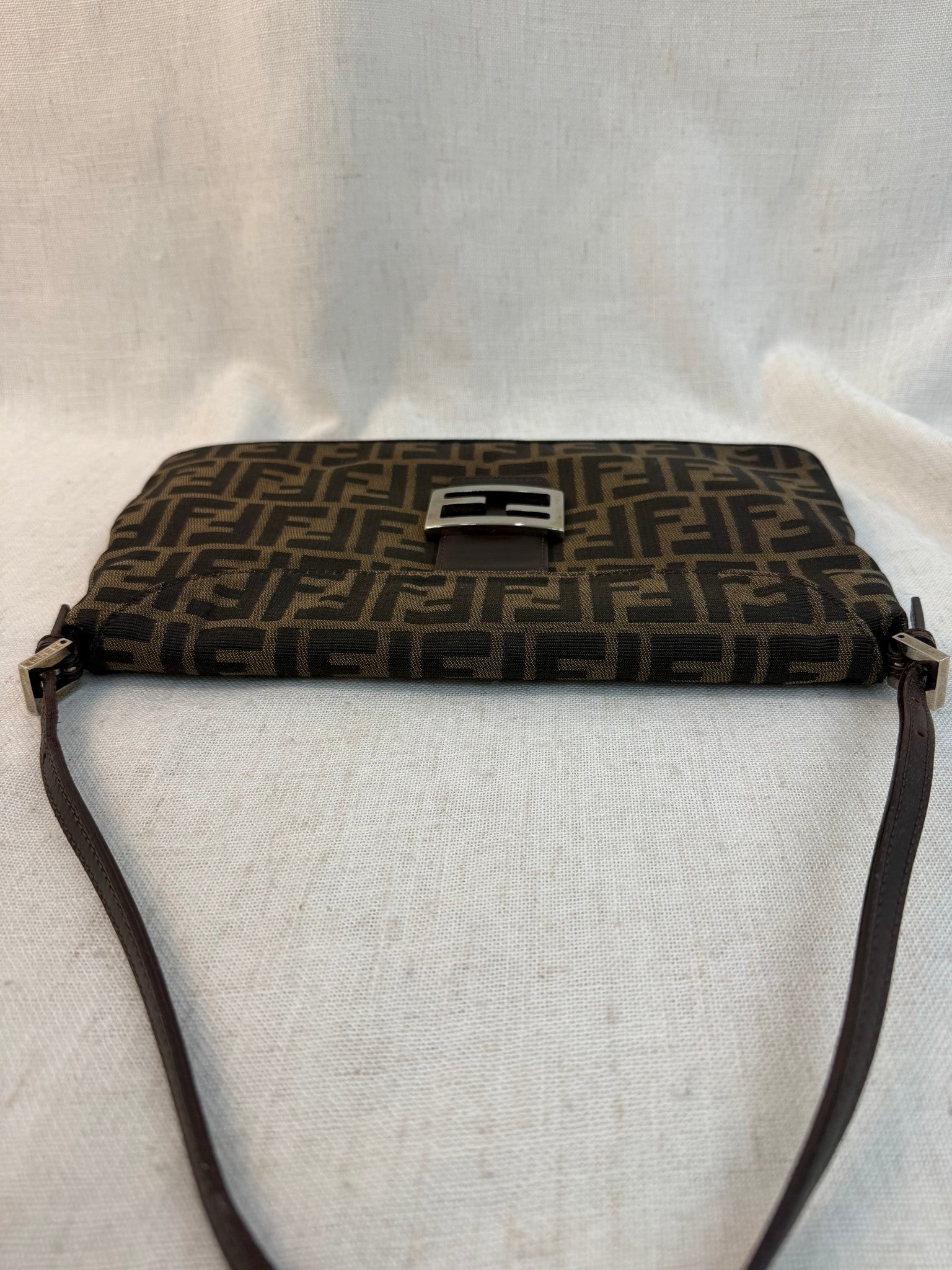 Fendi Brown Canvas Zucca Vintage Shoulder Bag