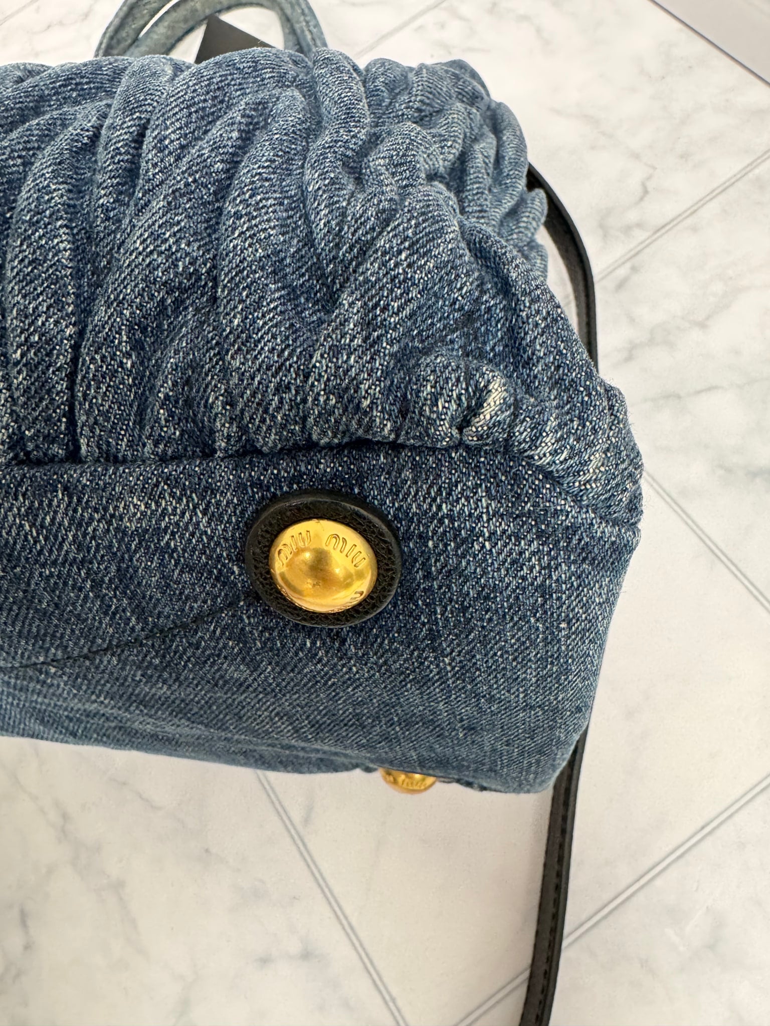 Miu Miu Blue Denim Matelasse 2Way Tote Bag