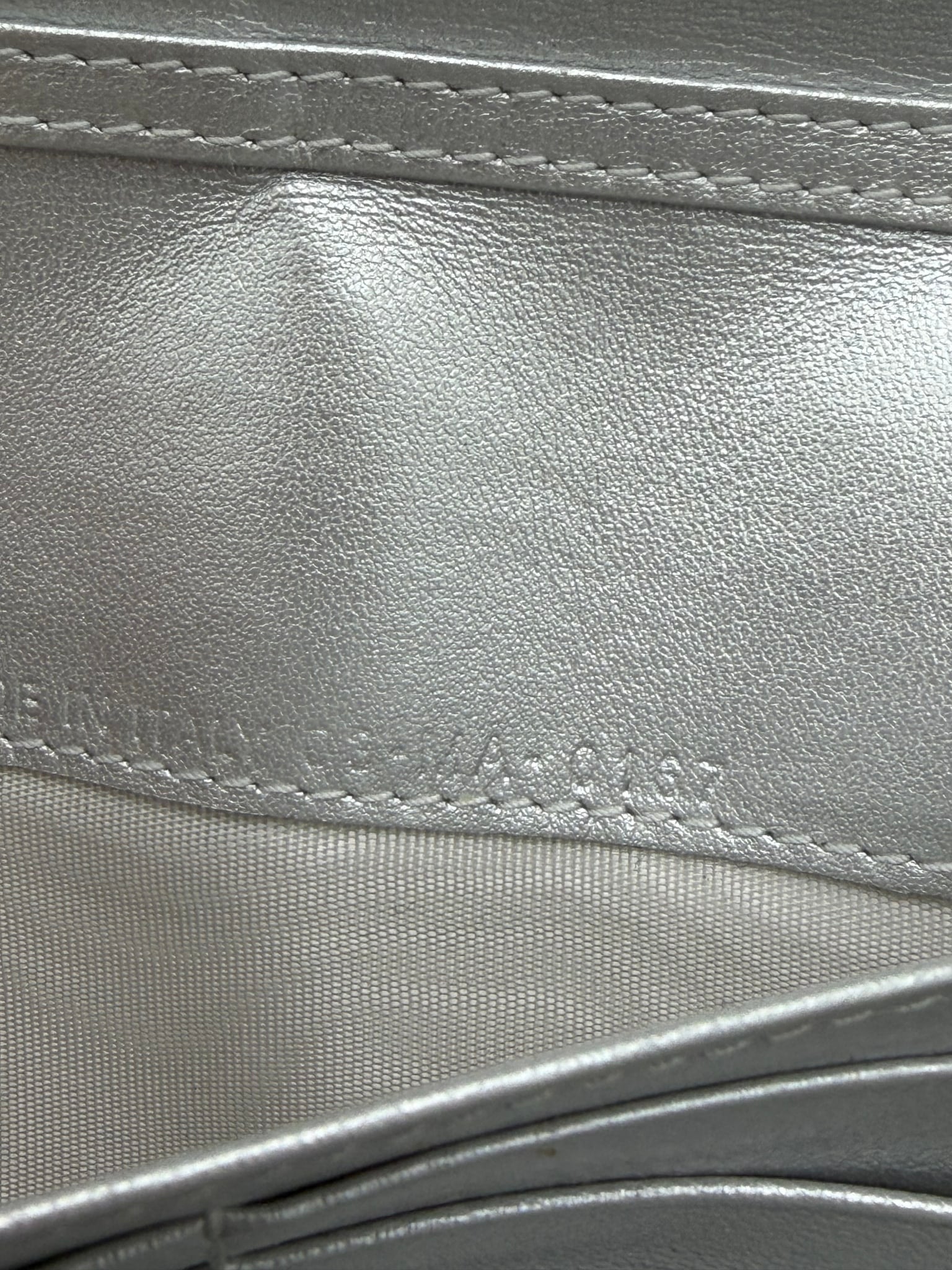 Christian Dior Silver Leather Diorama Wallet on a Chain