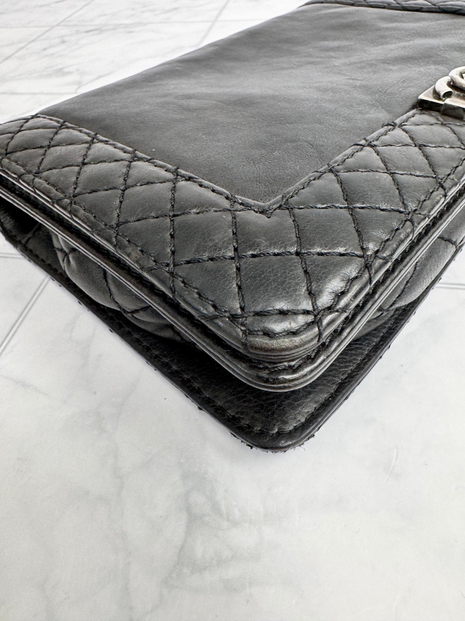 Chanel Black Reverso Boy Wallet On A Chain