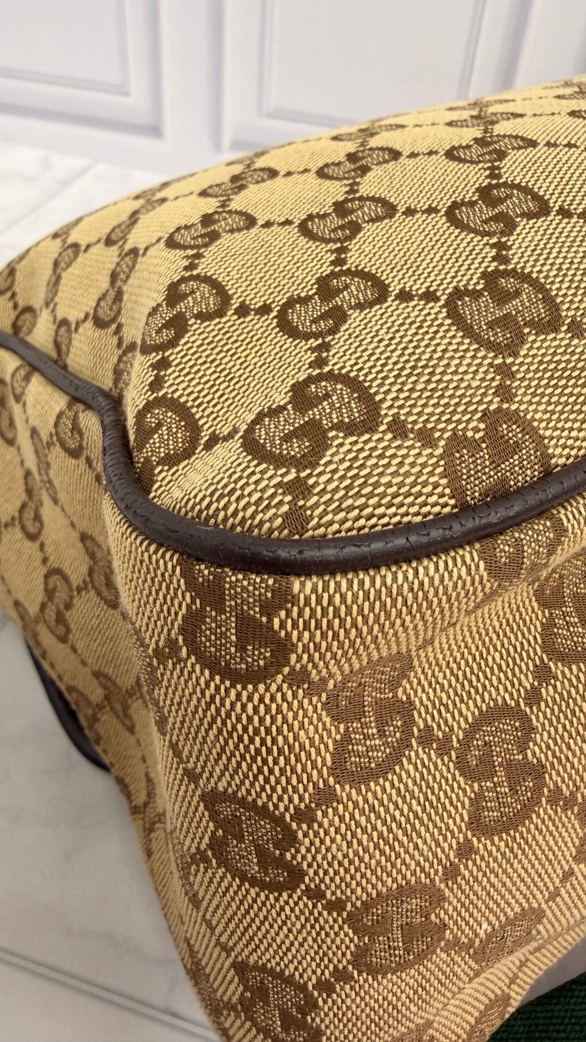 Gucci Monogram Canvas GG Web Flap Messenger Bag