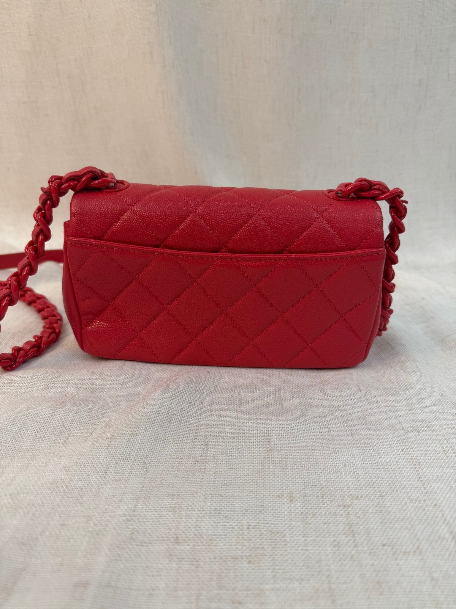 Chanel Coral Pink Caviar Leather My Everything Bag
