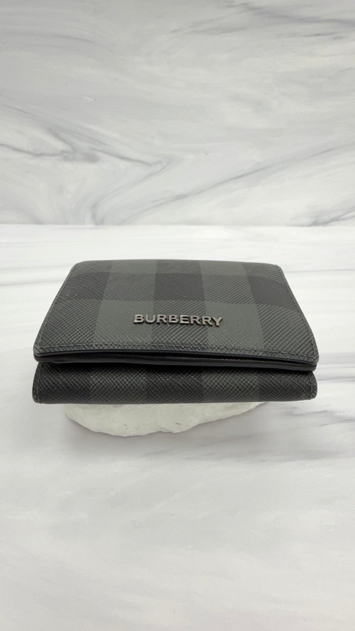Burberry Grey And Black PVC Trifold Wallet