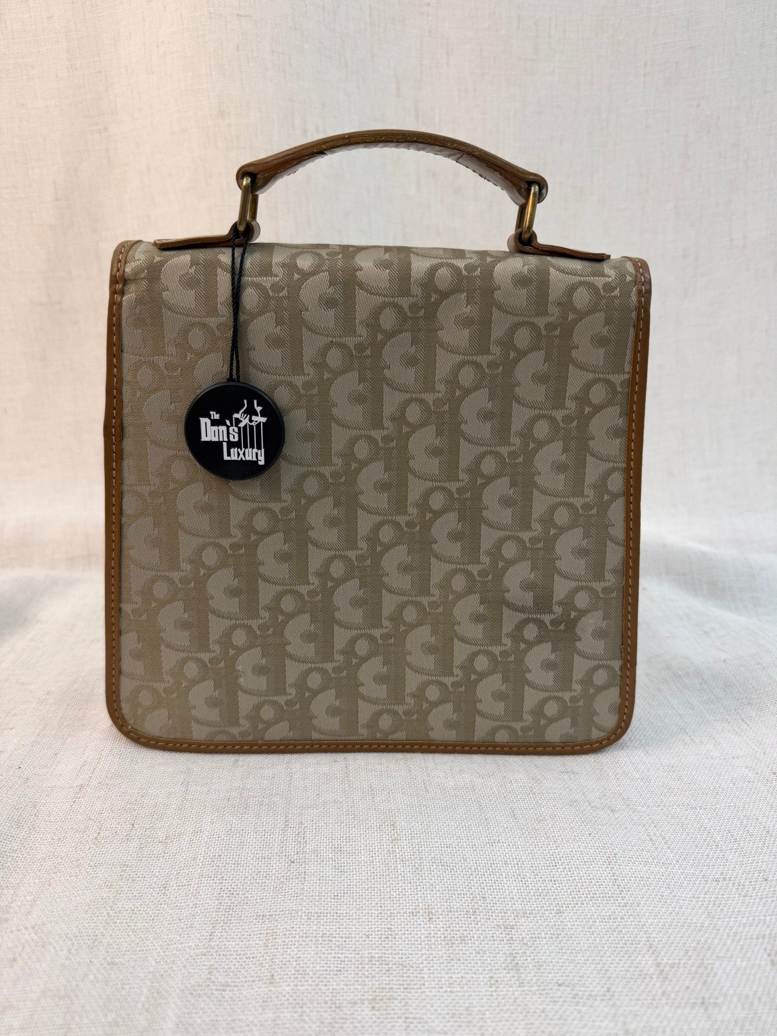 Christian Dior Brown Canvas Vintage Trotter Top Handle