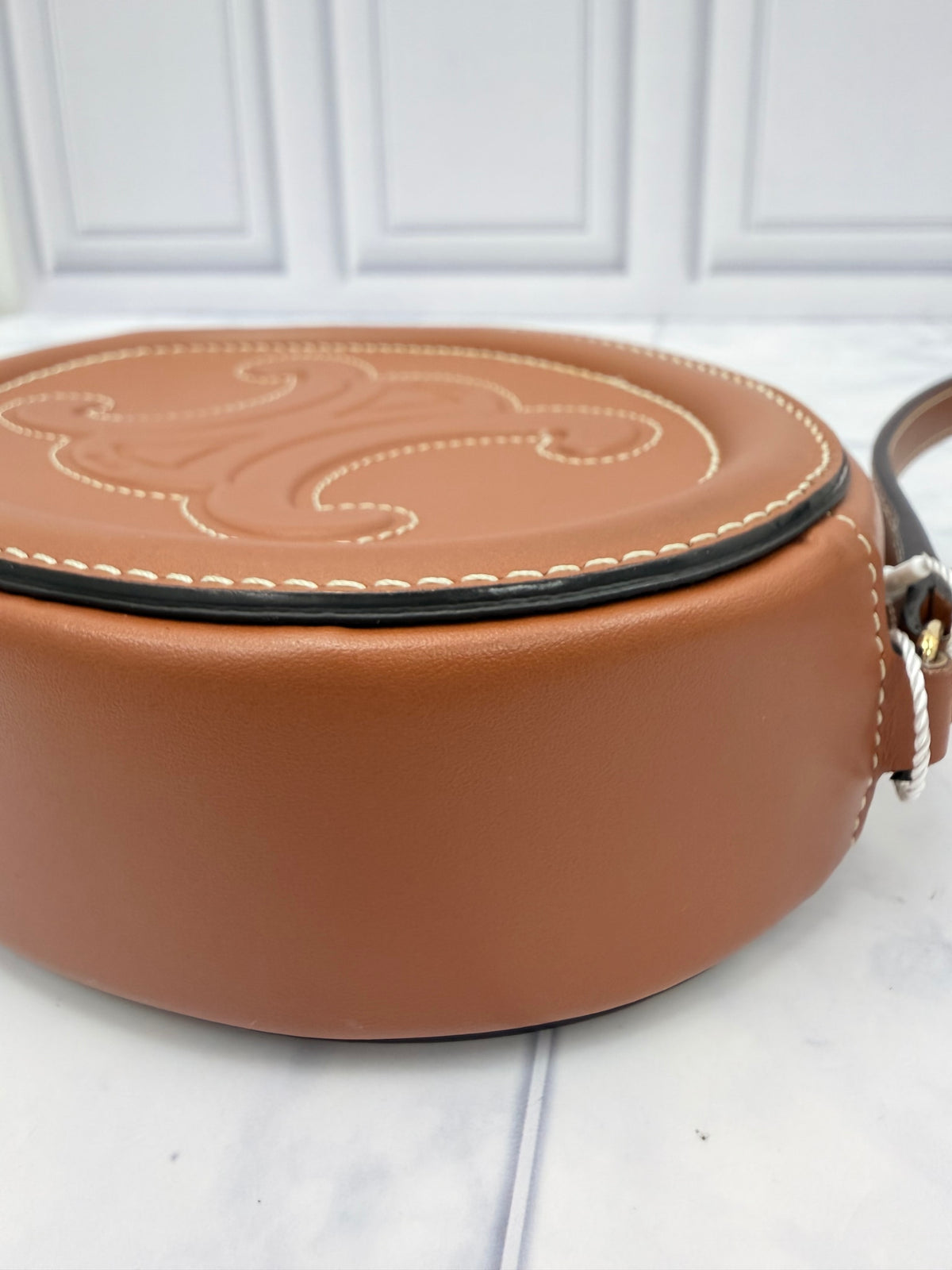 Celine Brown Cuir Triomphe Calfskin Oval Crossbody Bag