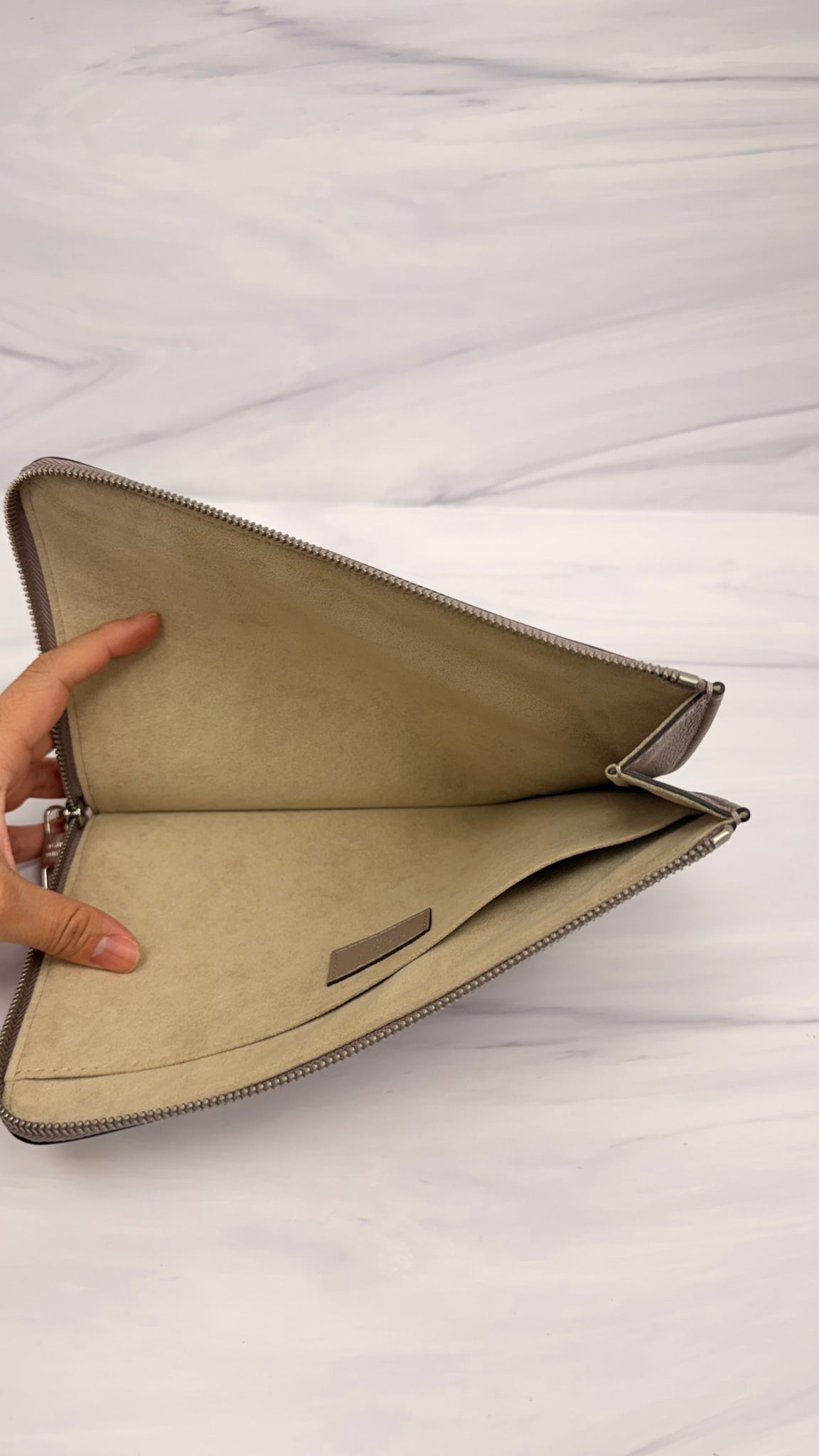 BRAND NEW - Louis Vuitton Taupe Taurillon Leather Pochette Jour PM Clutch