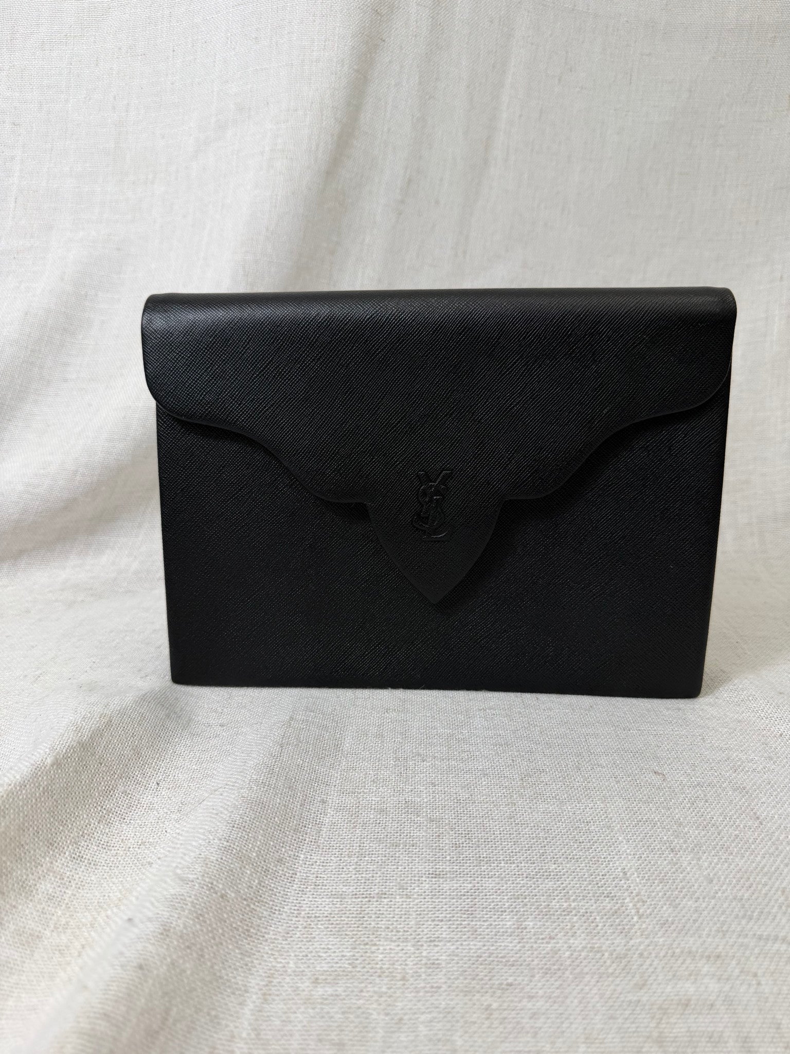 Saint Laurent Black Saffiano Leather Clutch Bag