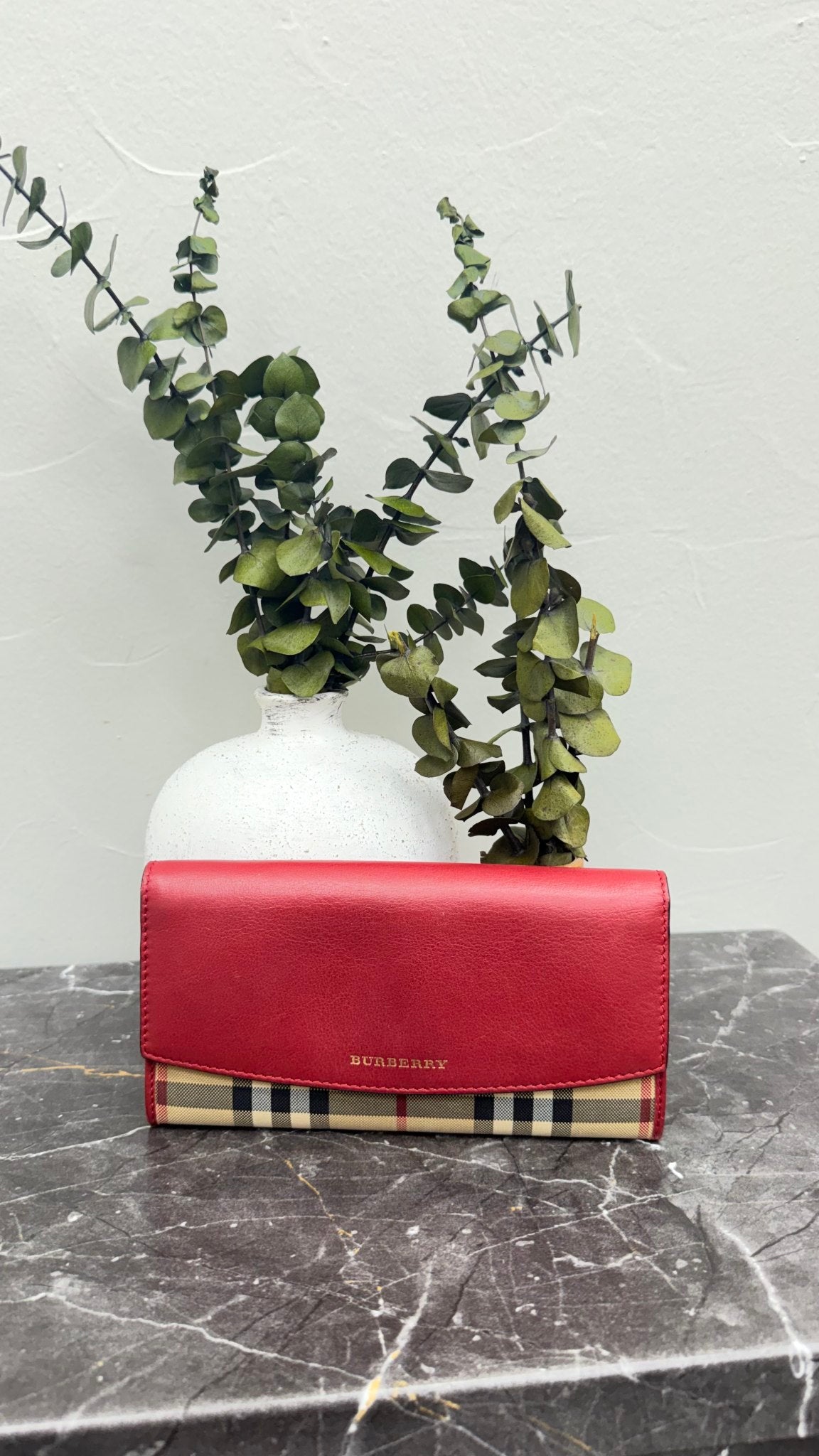 Burberry Nova Check Red Leather Wallet