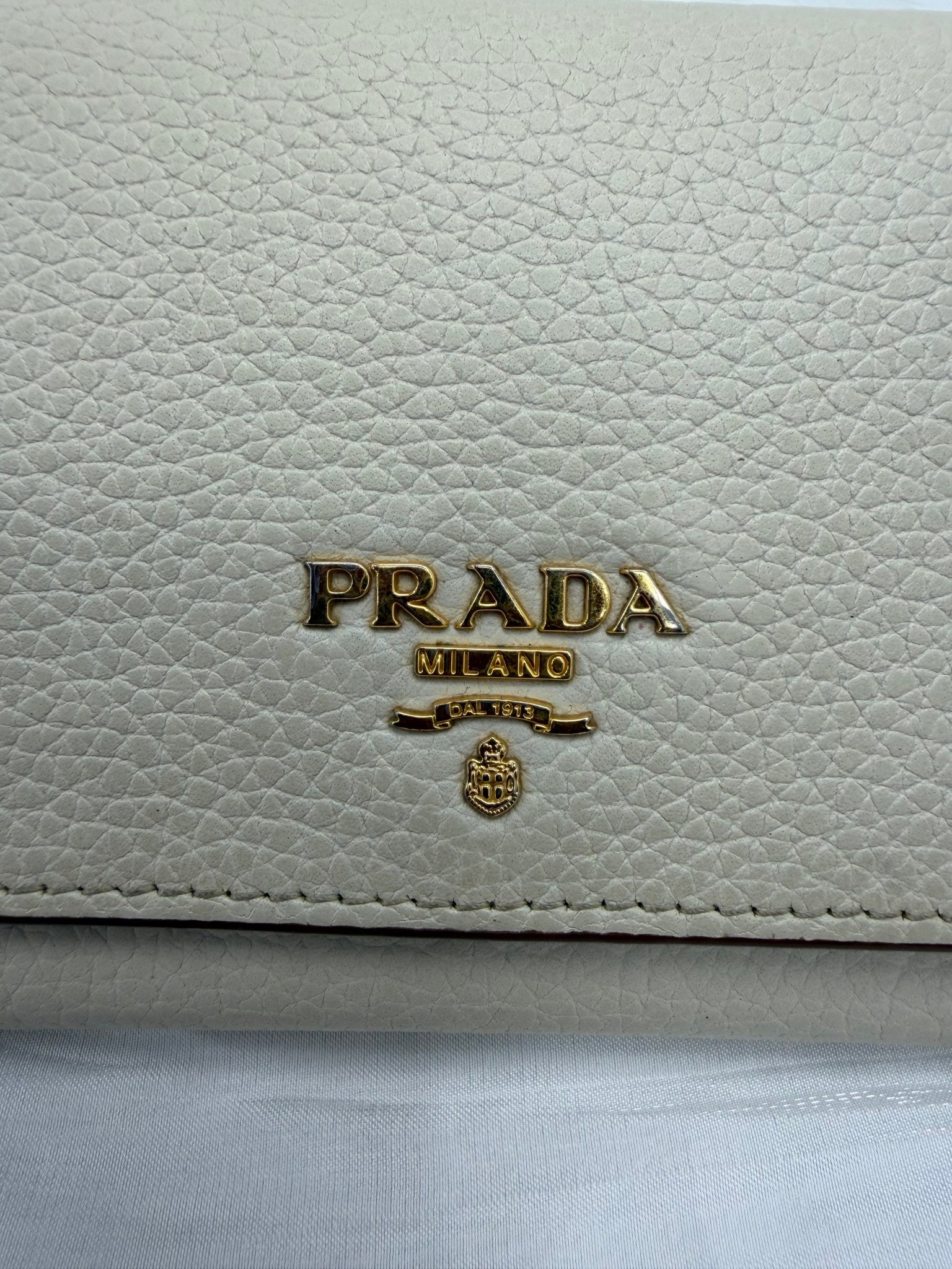 Prada Cream Leather Long Wallet