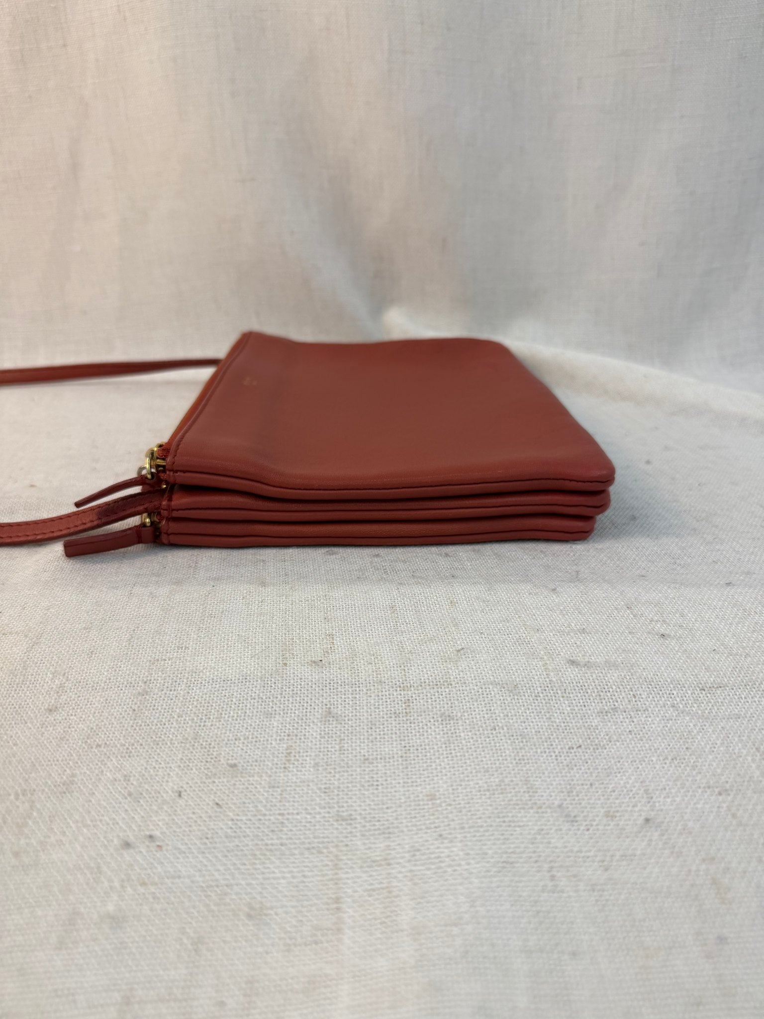 Celine Rust Leather Trio Crossbody Bag