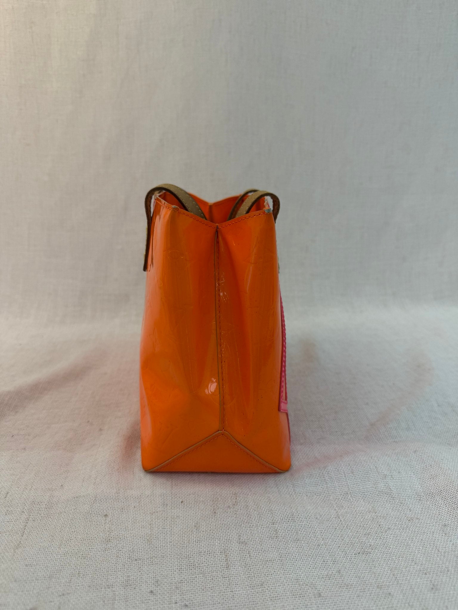 Louis Vuitton X Robert Wilson Orange Vernis Leather Reade PM Tote Bag