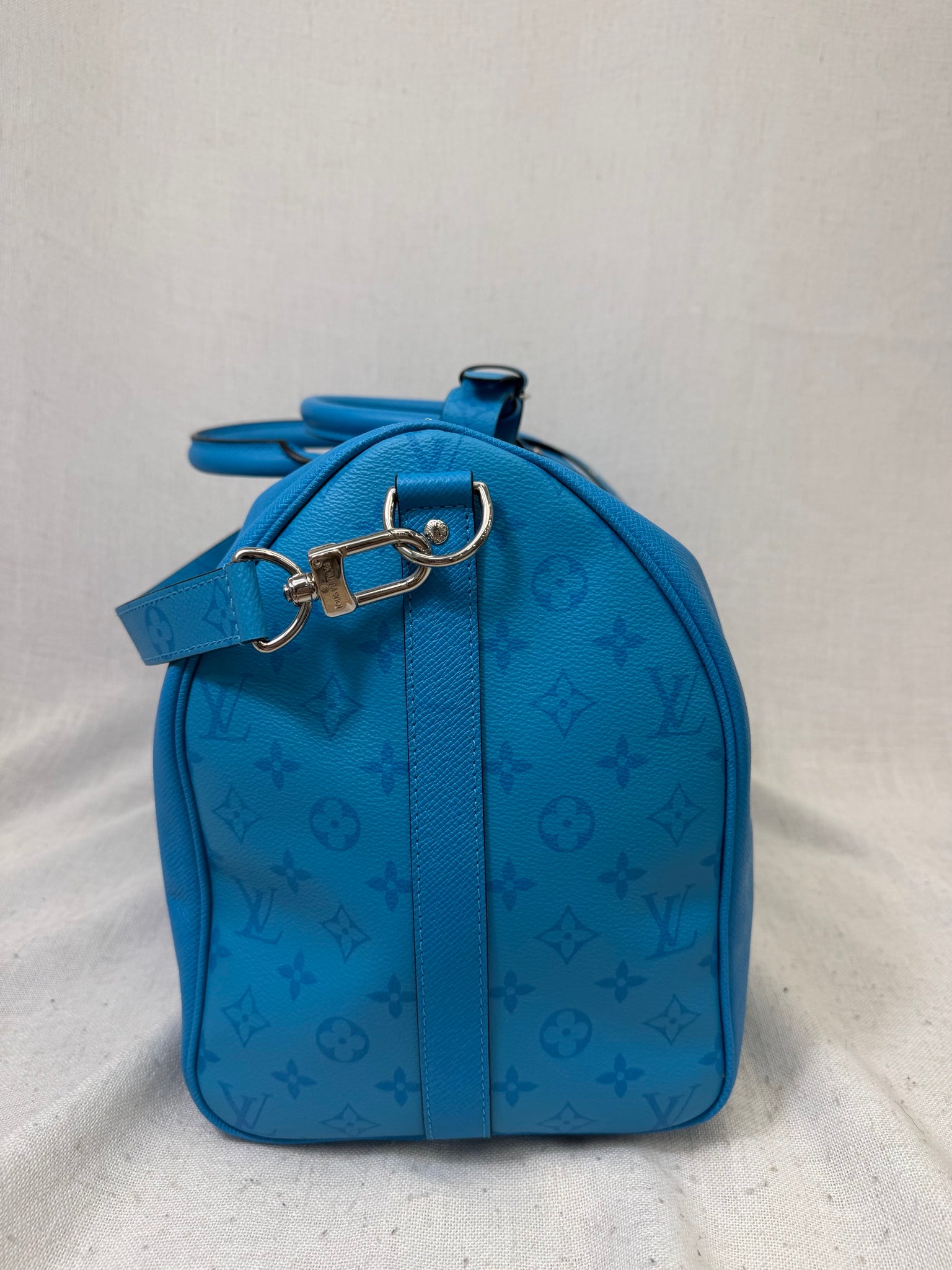 Louis Vuitton Bright Blue Monogram Keepall Bandouliere 50 Duffle Bag