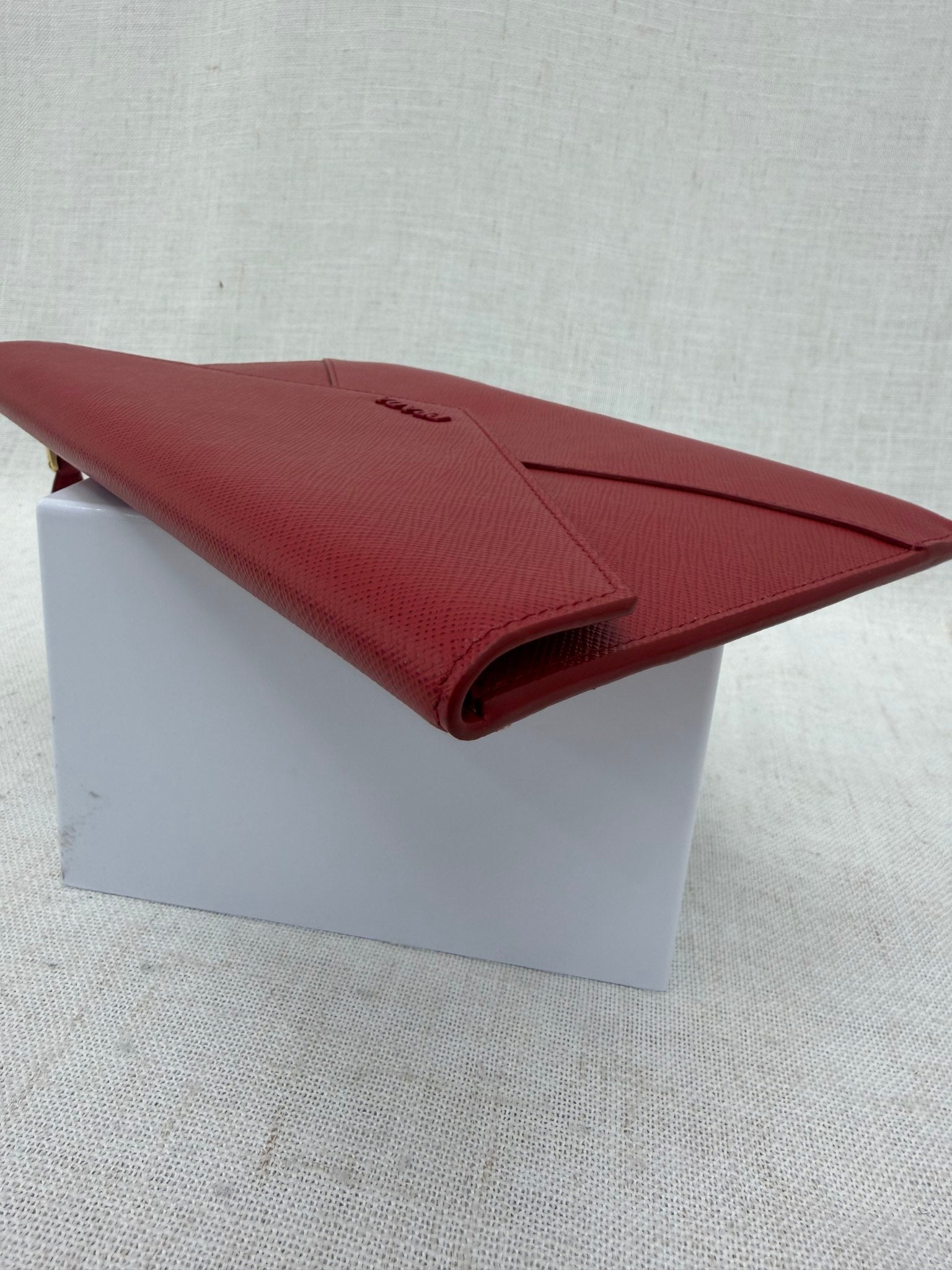 Prada Red Saffiano Leather Envelope Pouch