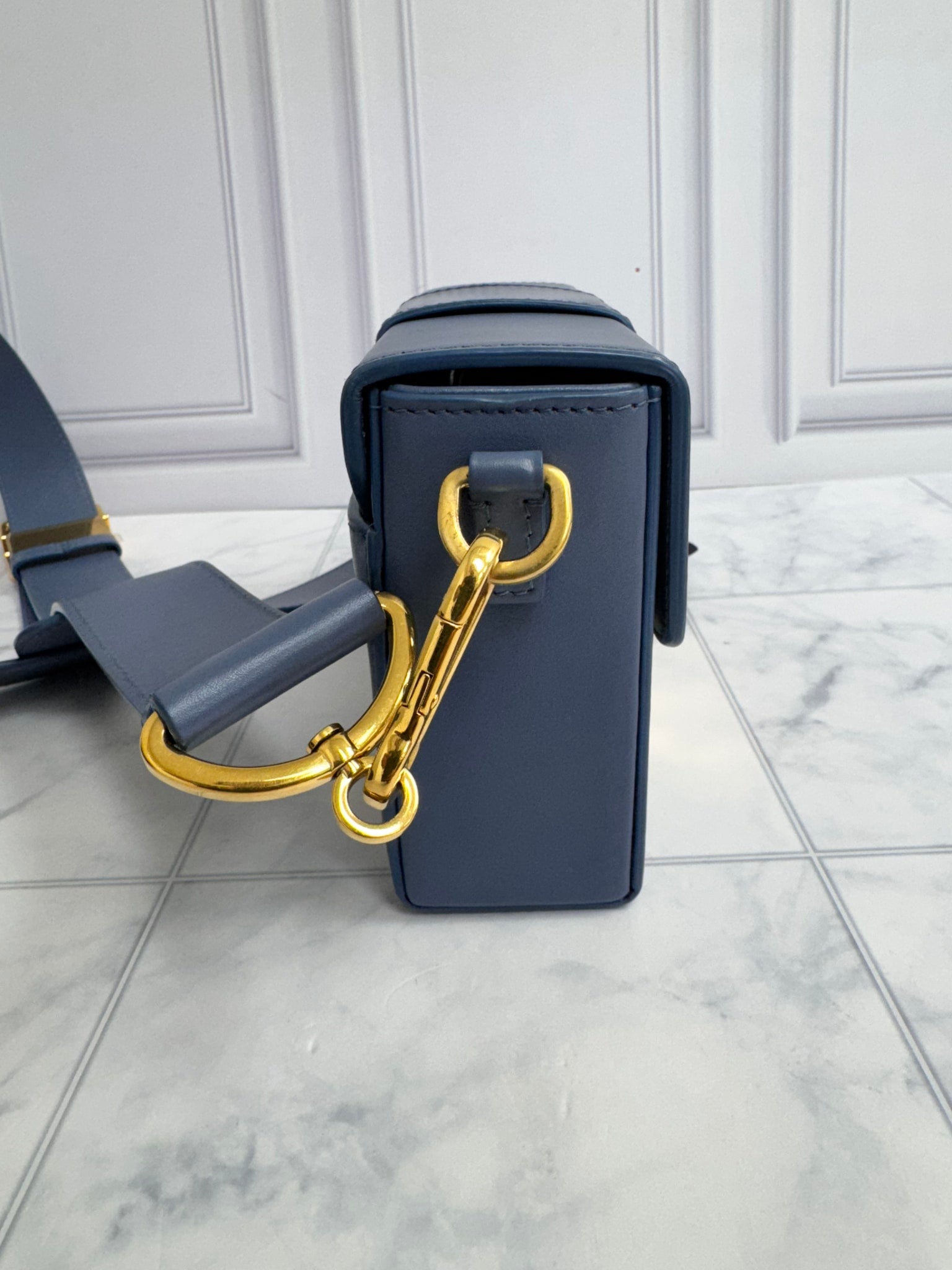 LIKE NEW - Christian Dior Blue Leather 30 Montaigne Crossbody Box Bag