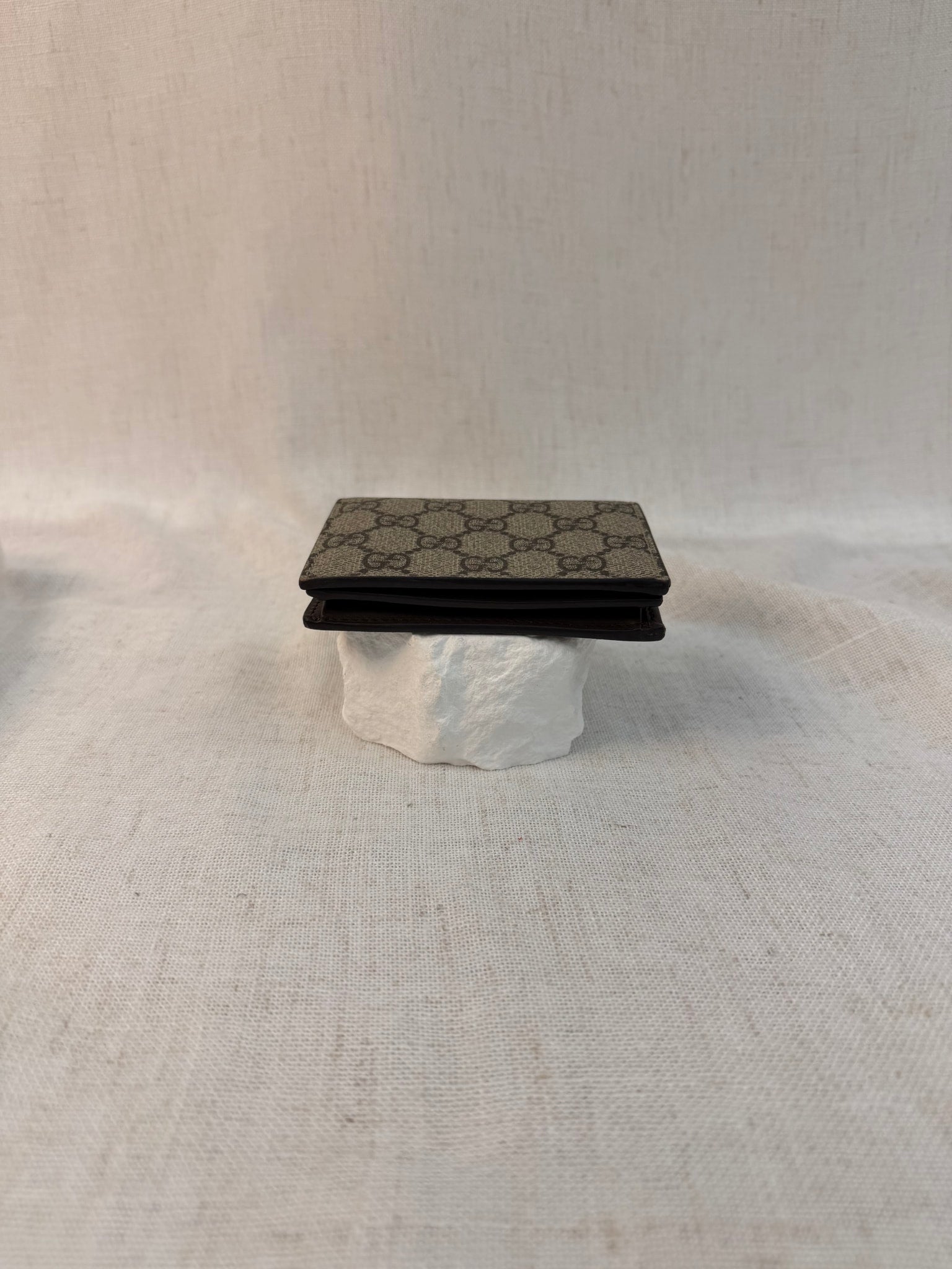 Gucci Brown Coated Canvas GG Supreme Compact Wallet