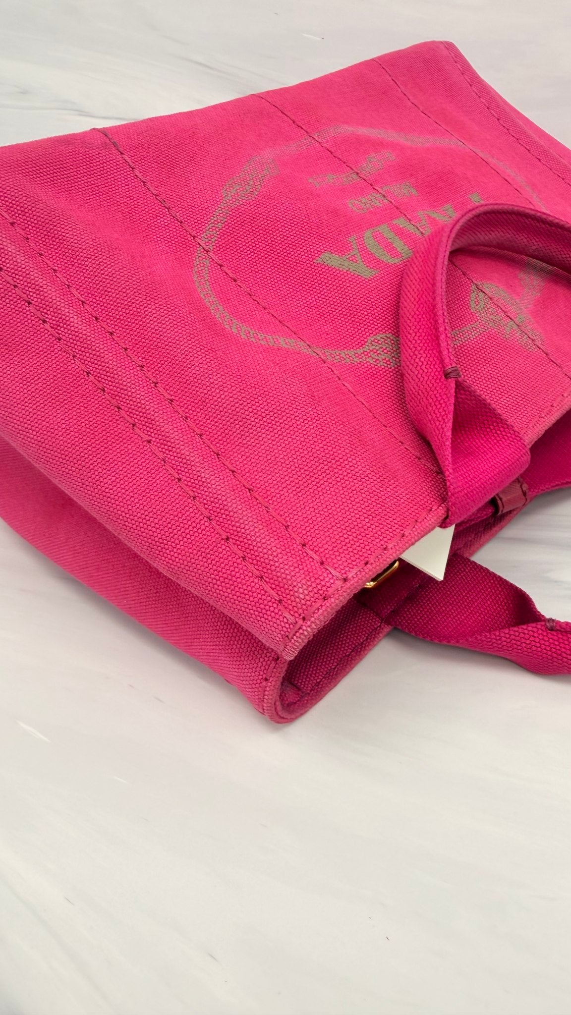 Prada Fuchsia Canvas Canape Small 2Way Tote Bag