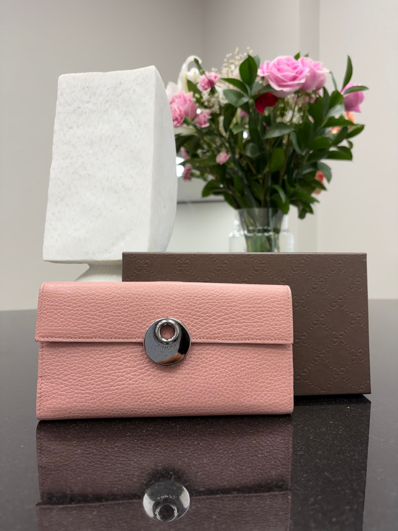 Gucci Dusty Pink Leather Long Wallet