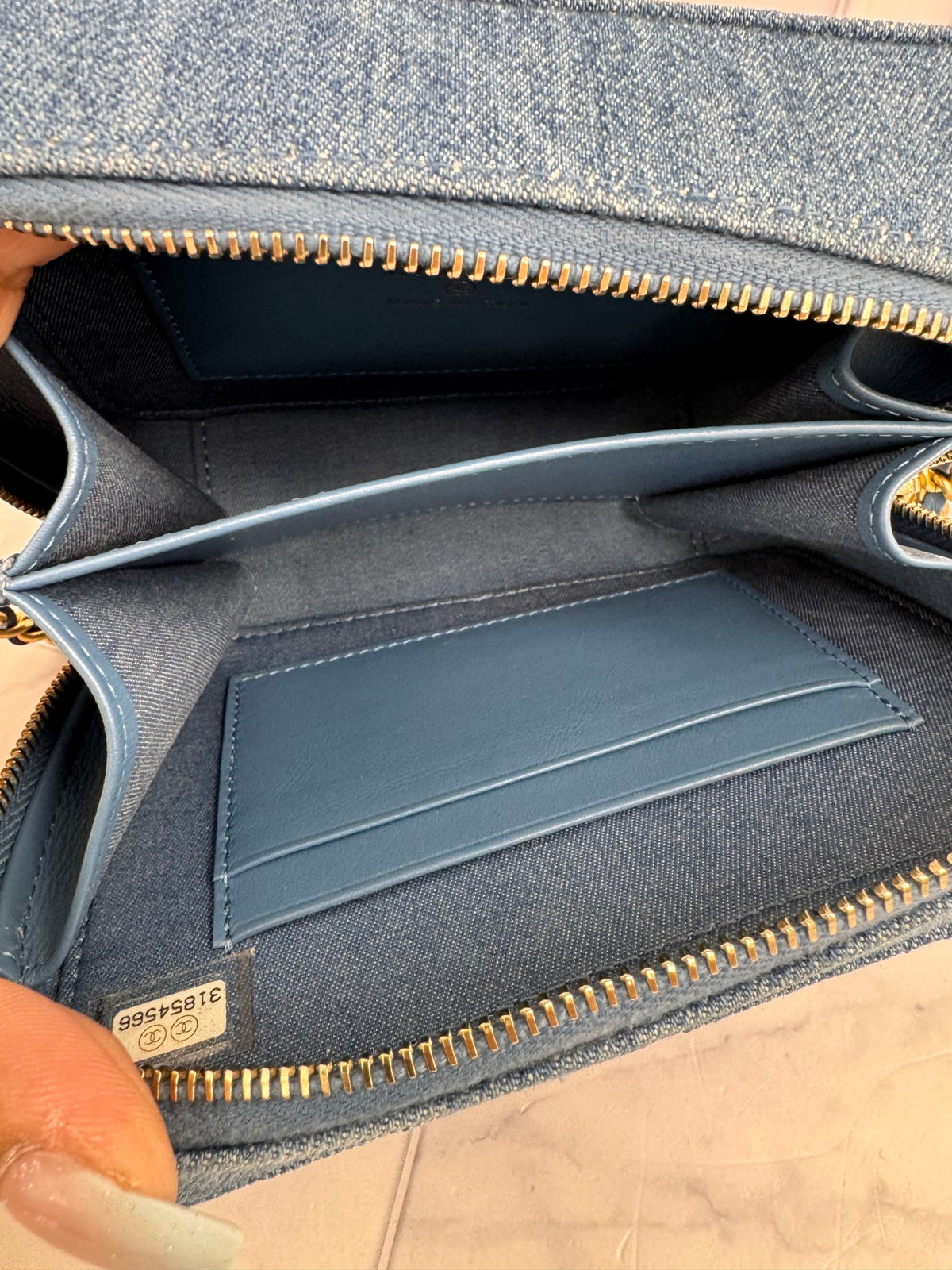 Chanel Quilted Denim Pearl Crush Mini Camera Bag