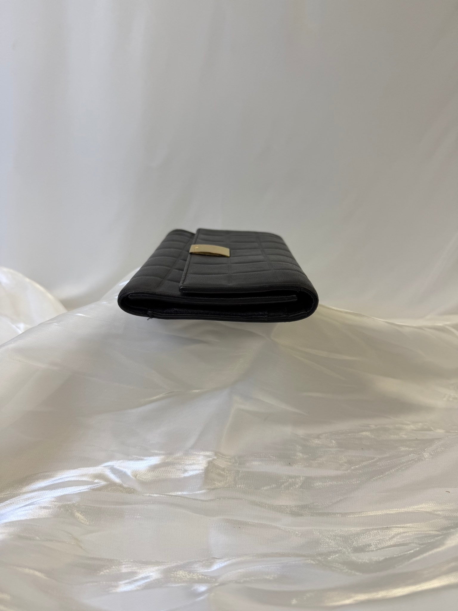 Chanel Black Lambskin Chocolate Bar Wallet