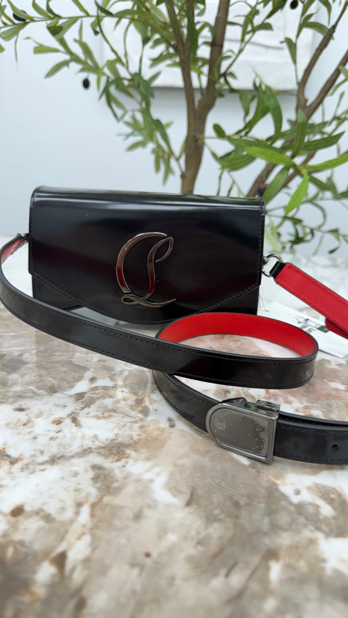 Christian Louboutin Black Patent Leather Loubi54 Crossbody Clutch
