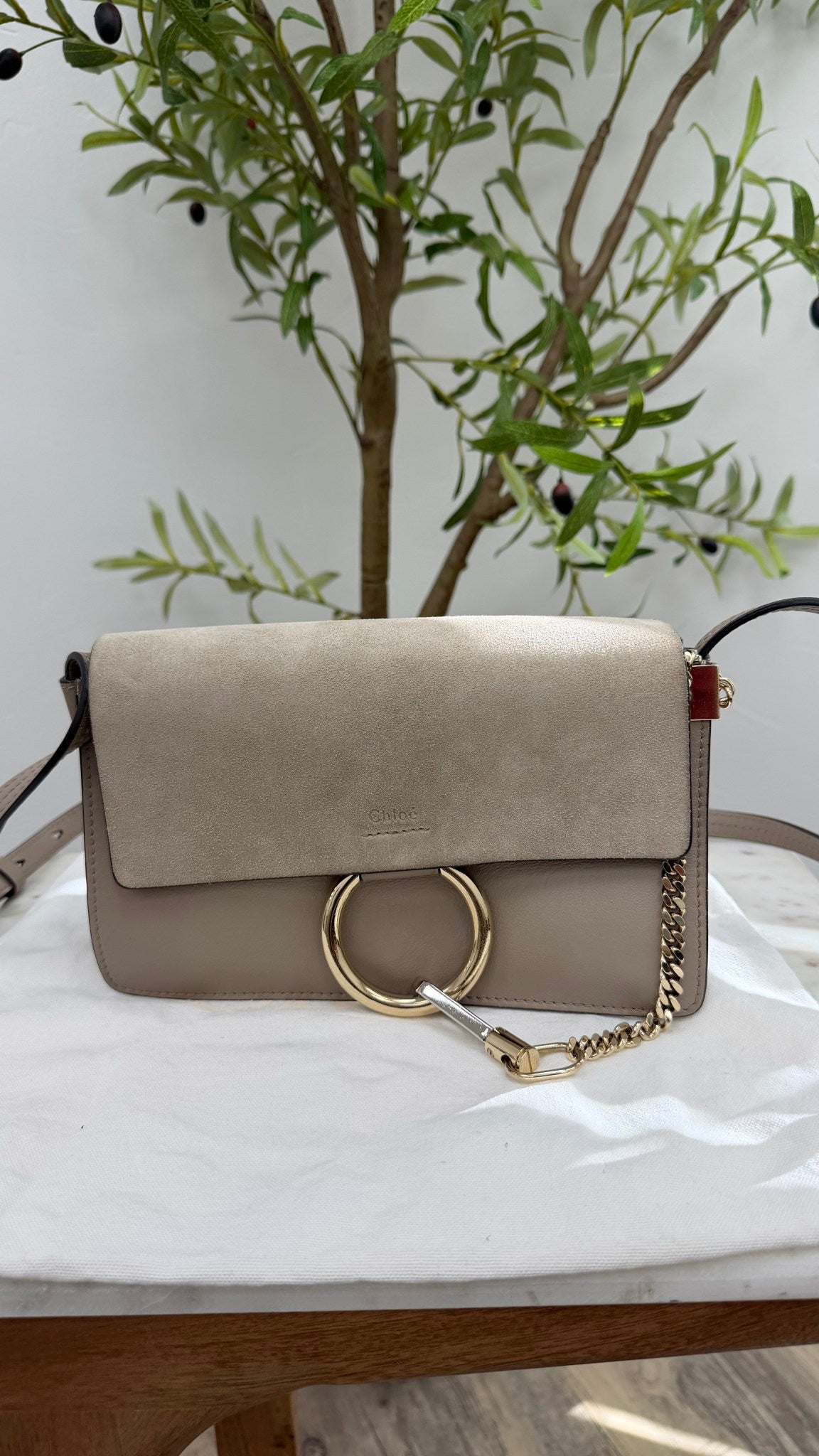 LIKE NEW - Chloe Grey Leather Small Faye Crossbody Bag