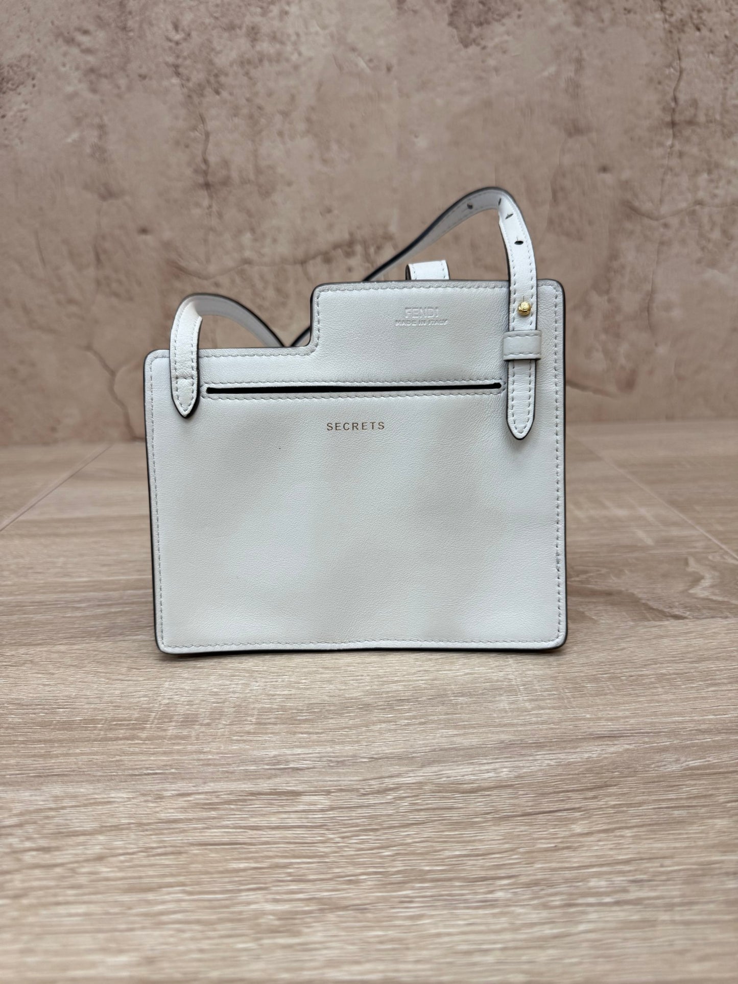 Fendi Ivory Leather Bustine Century Crossbody