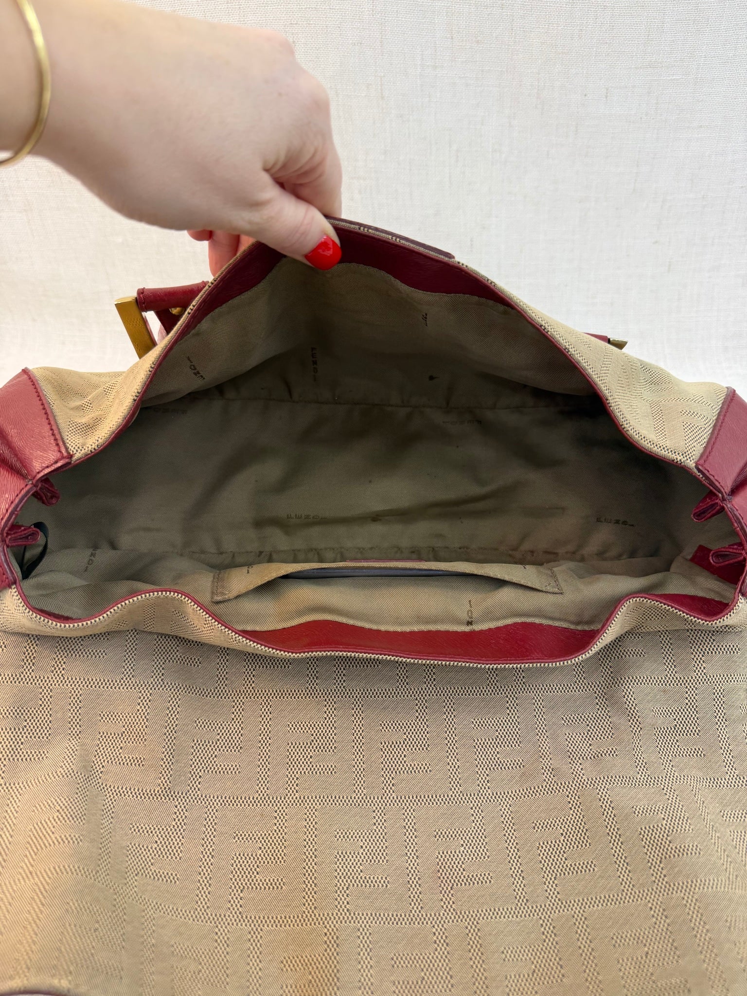 Fendi Tan Canvas Vintage Zucca FF Shoulder Bag