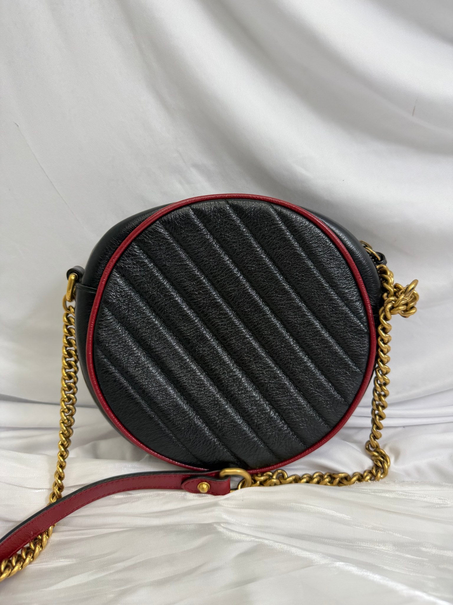 Gucci GG Marmont Black Leather Round Crossbody
