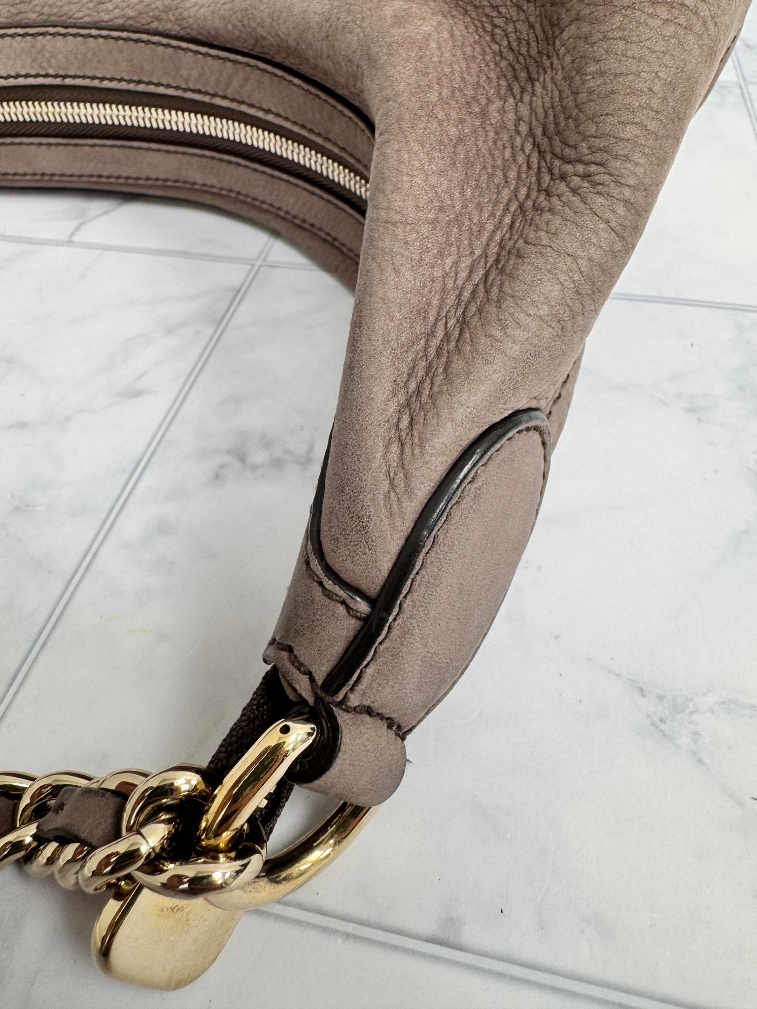 Gucci Taupe Suede Interlocking G Soho Chain Hobo Bag