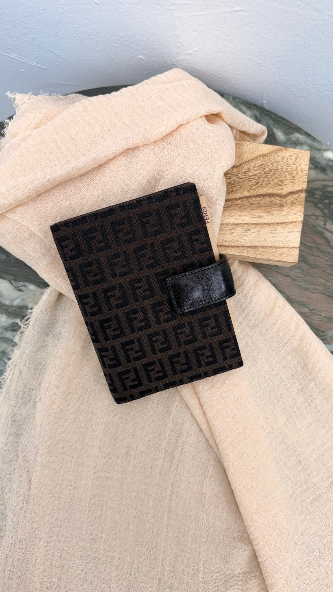 LIKE NEW - Fendi Brown Zucca Canvas Passport Agenda Cover