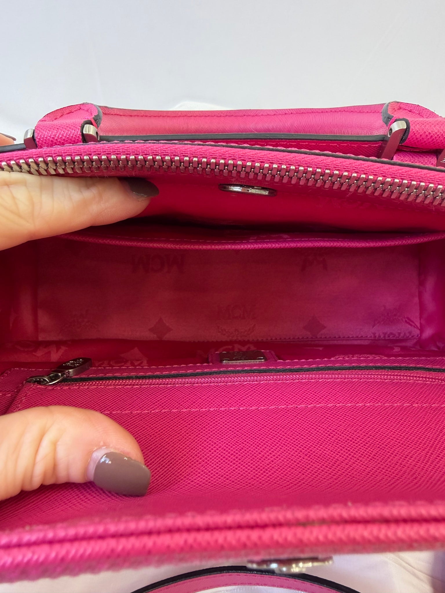 MCM Pink Saffiano Leather Two Way Bag