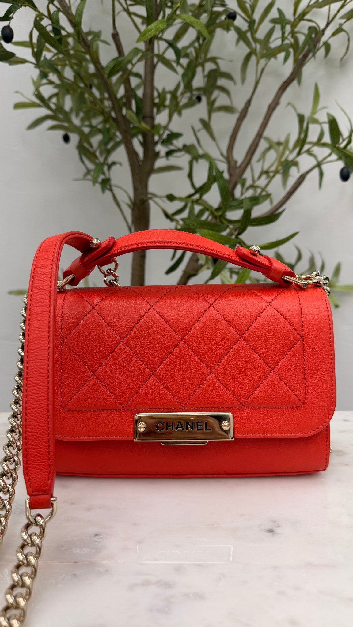 Chanel Vibrant Red Label Click Small Flap Bag