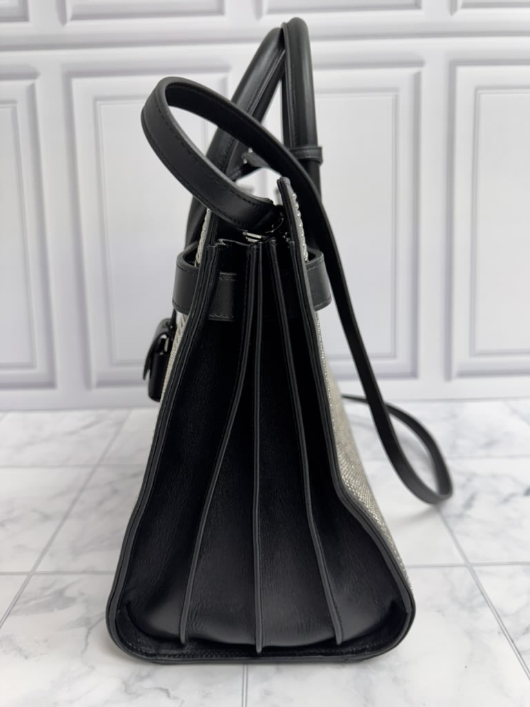 Saint Laurent YSL Black Studded Leather Sac De Jour Small 2Way Bag