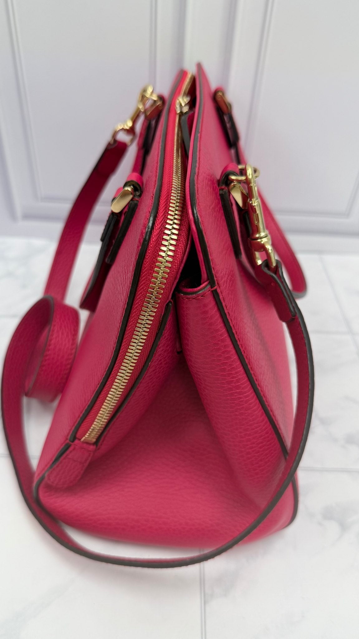 Gucci Pink Pebbled Leather Medium Swing 2Way Tote