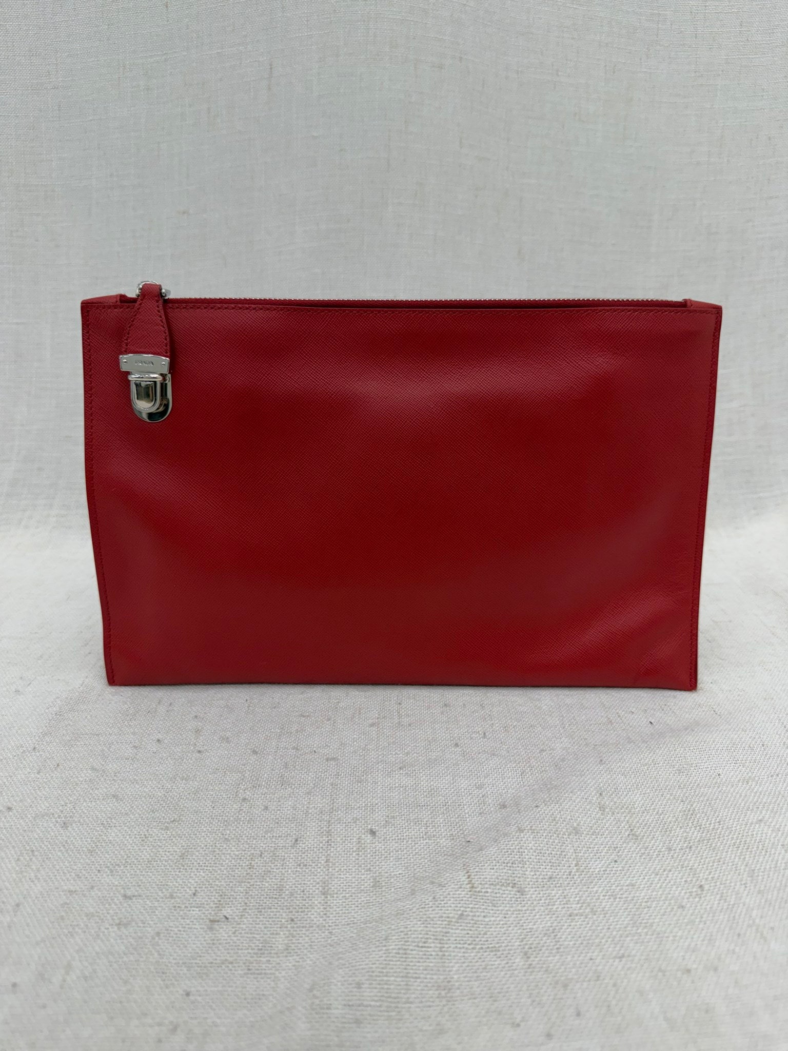 Prada Red Saffiano Leather Clutch