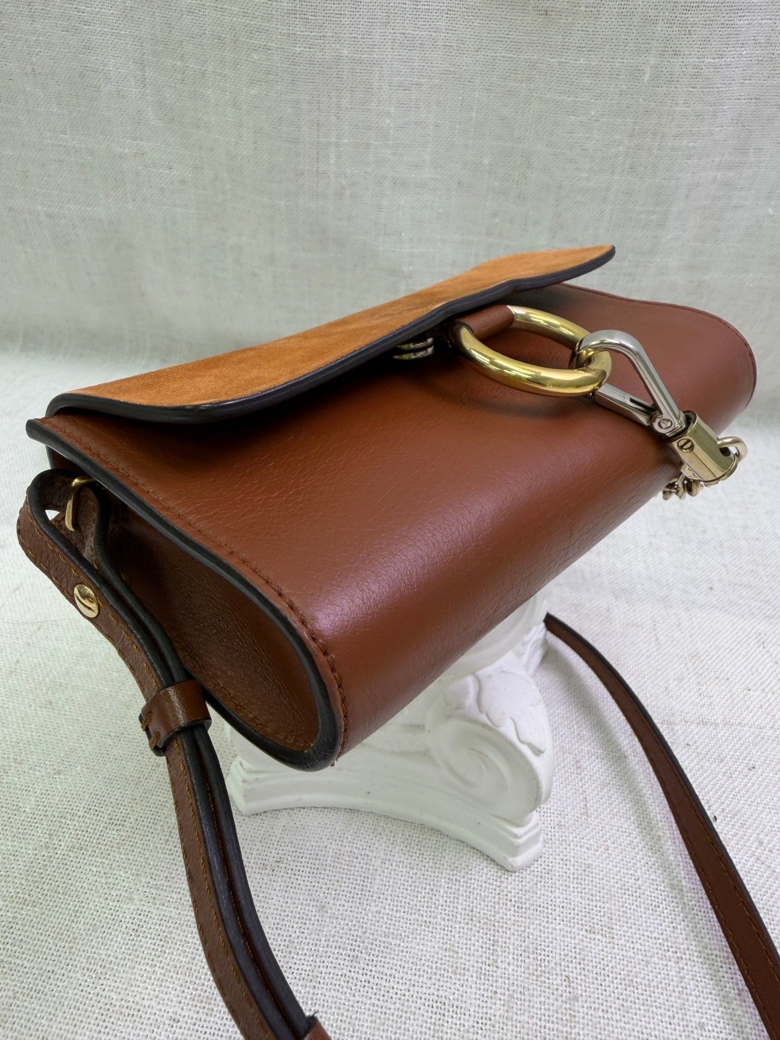 Chloe Brown Leather & Suede Mini Faye Crossbody Bag