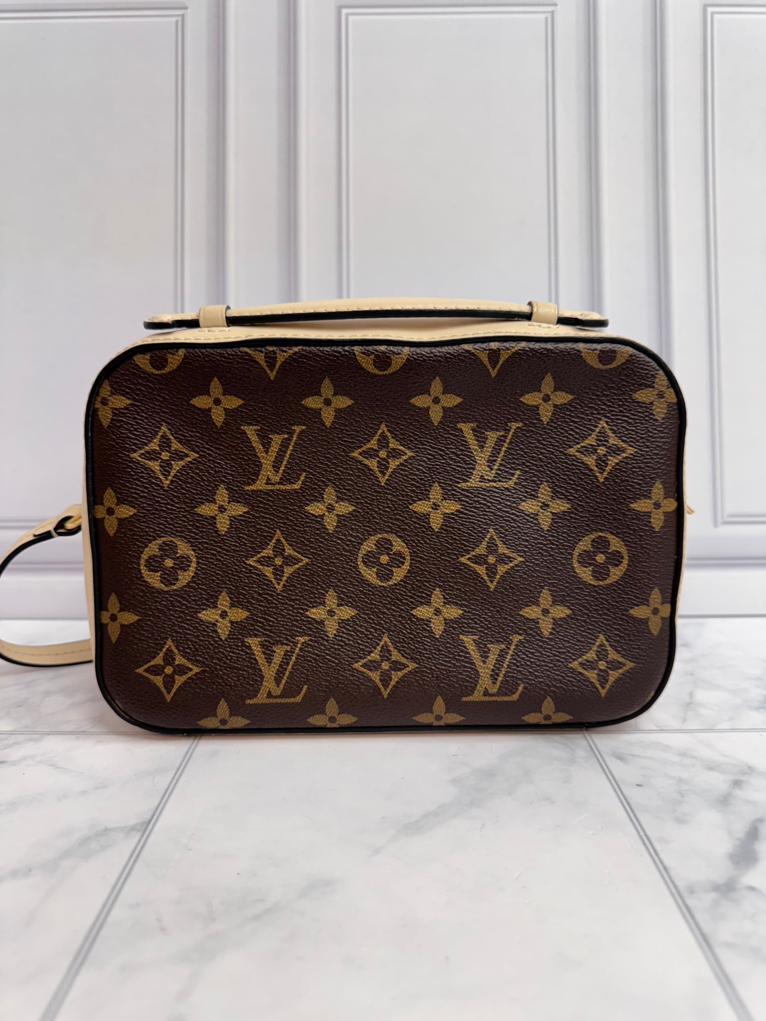 Louis Vuitton Monogram And Creme Saintonge Crossbody Bag