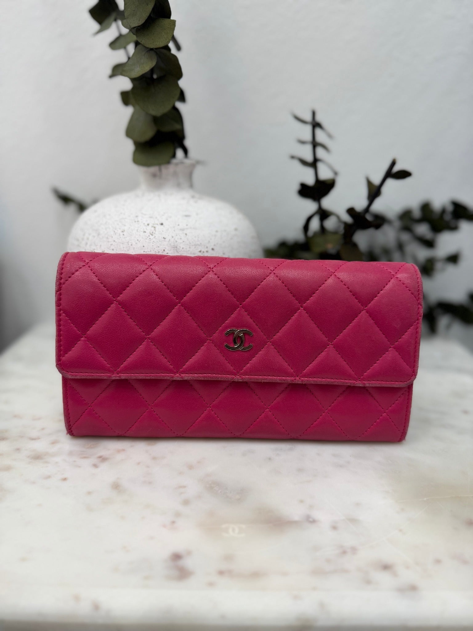 Chanel Pink Quilted Lambskin Long Wallet