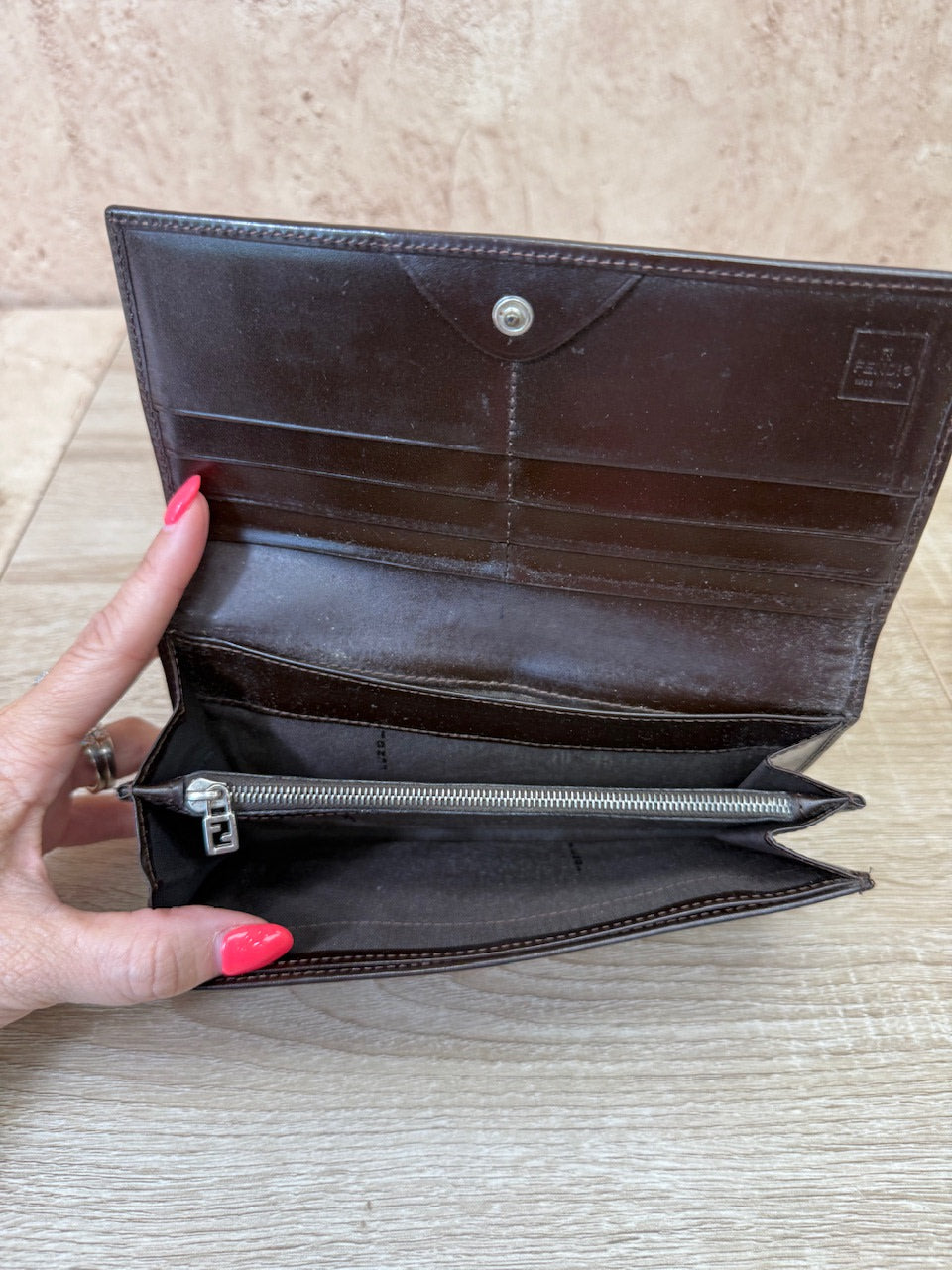 Fendi Zucca Brown Canvas Long Wallet