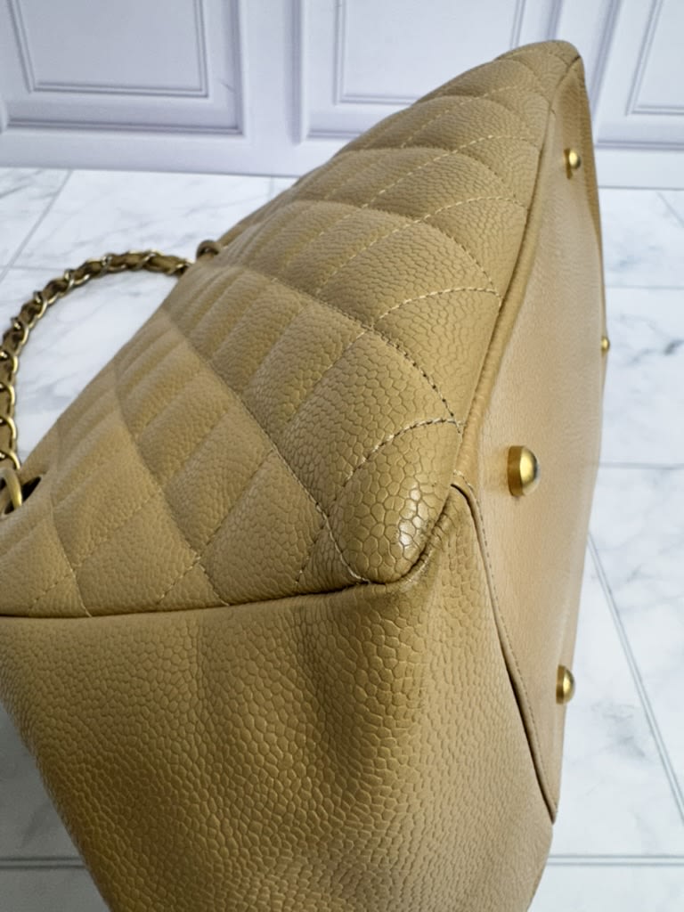 Chanel Tan Caviar Leather Petite Timeless Tote Bag