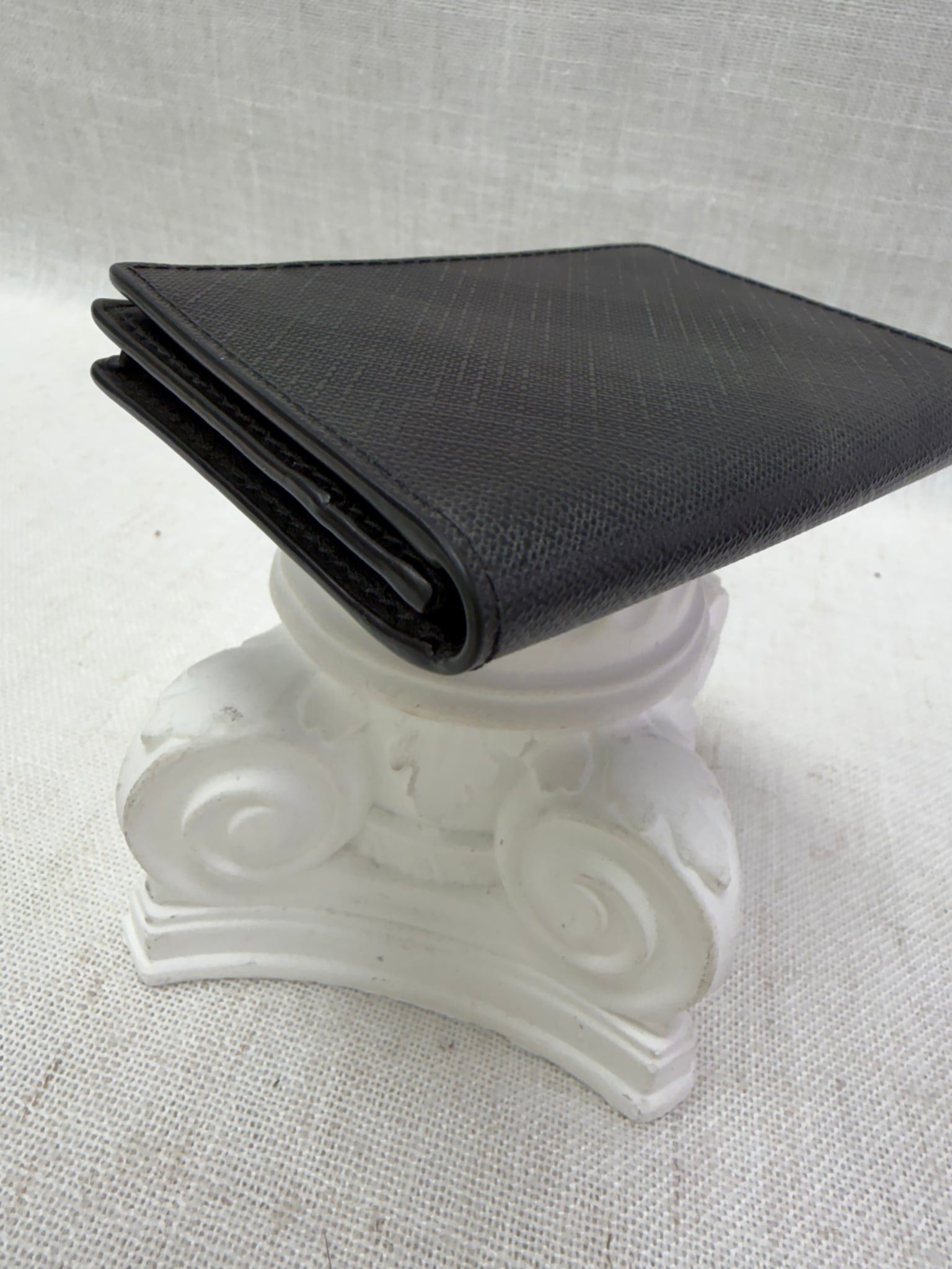 Burberry Black London Check Pebbled Leather Card Case