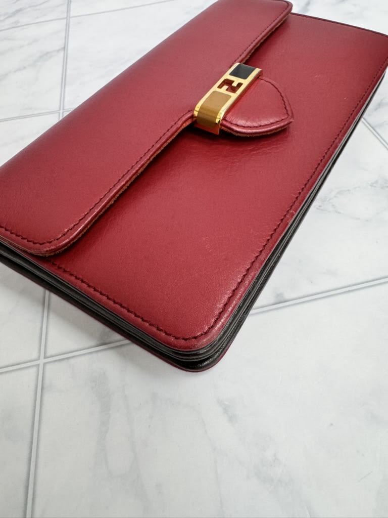Fendi Red Leather Long Wallet