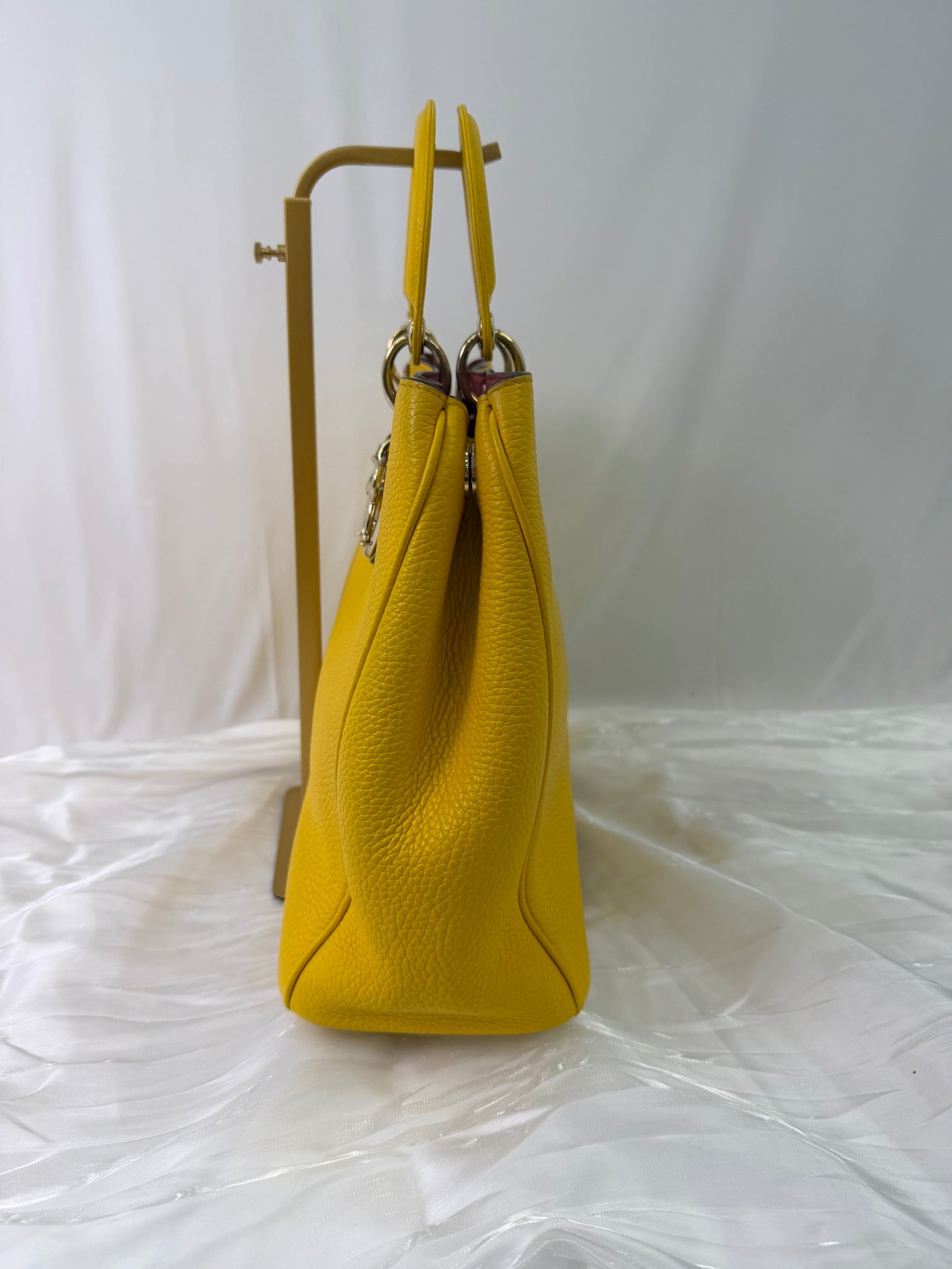 Christian Dior Yellow Leather Diorissimo Handbag