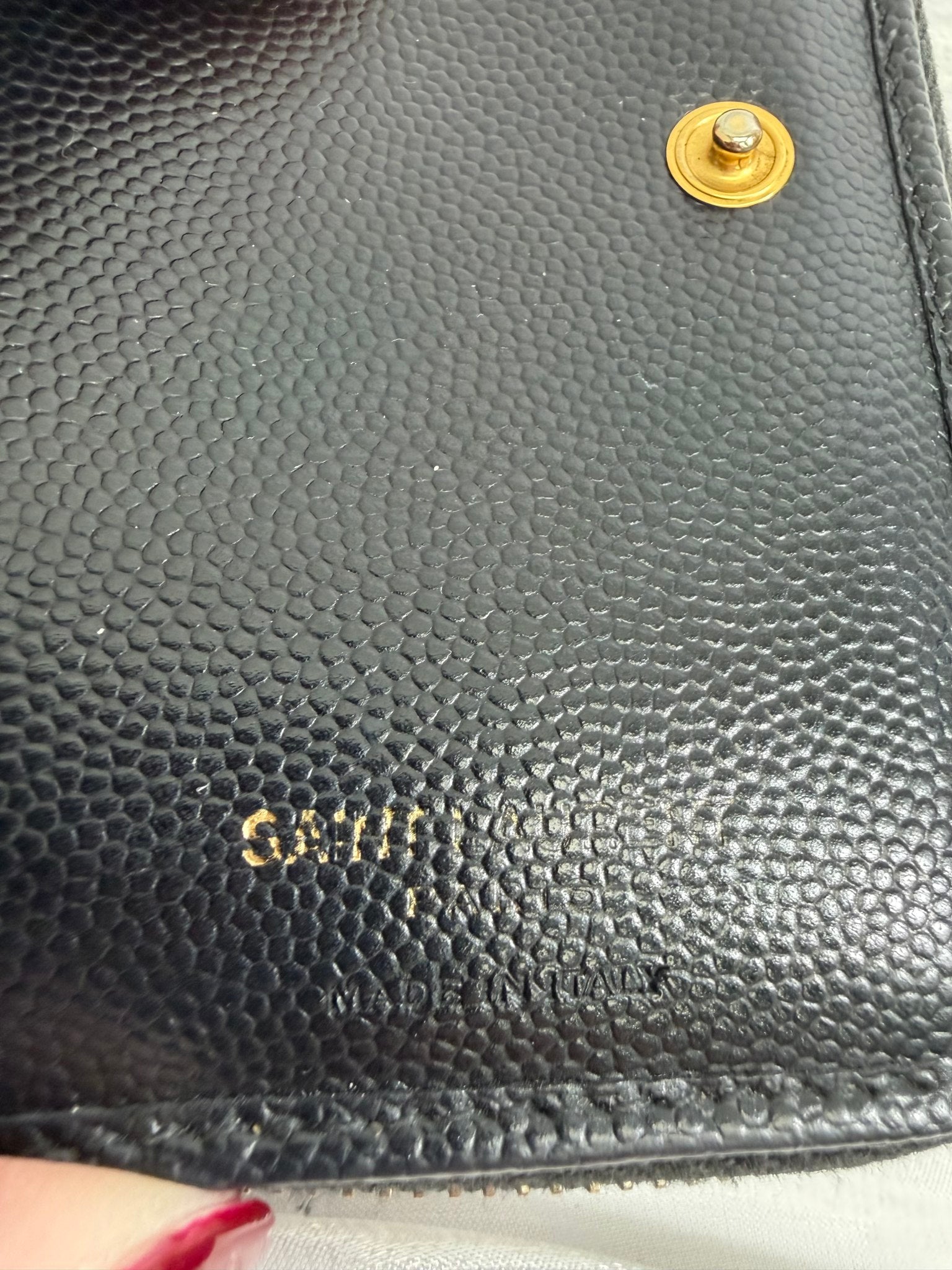 Saint Laurent YSL Black Pebbled Leather Compact Zip Around Wallet