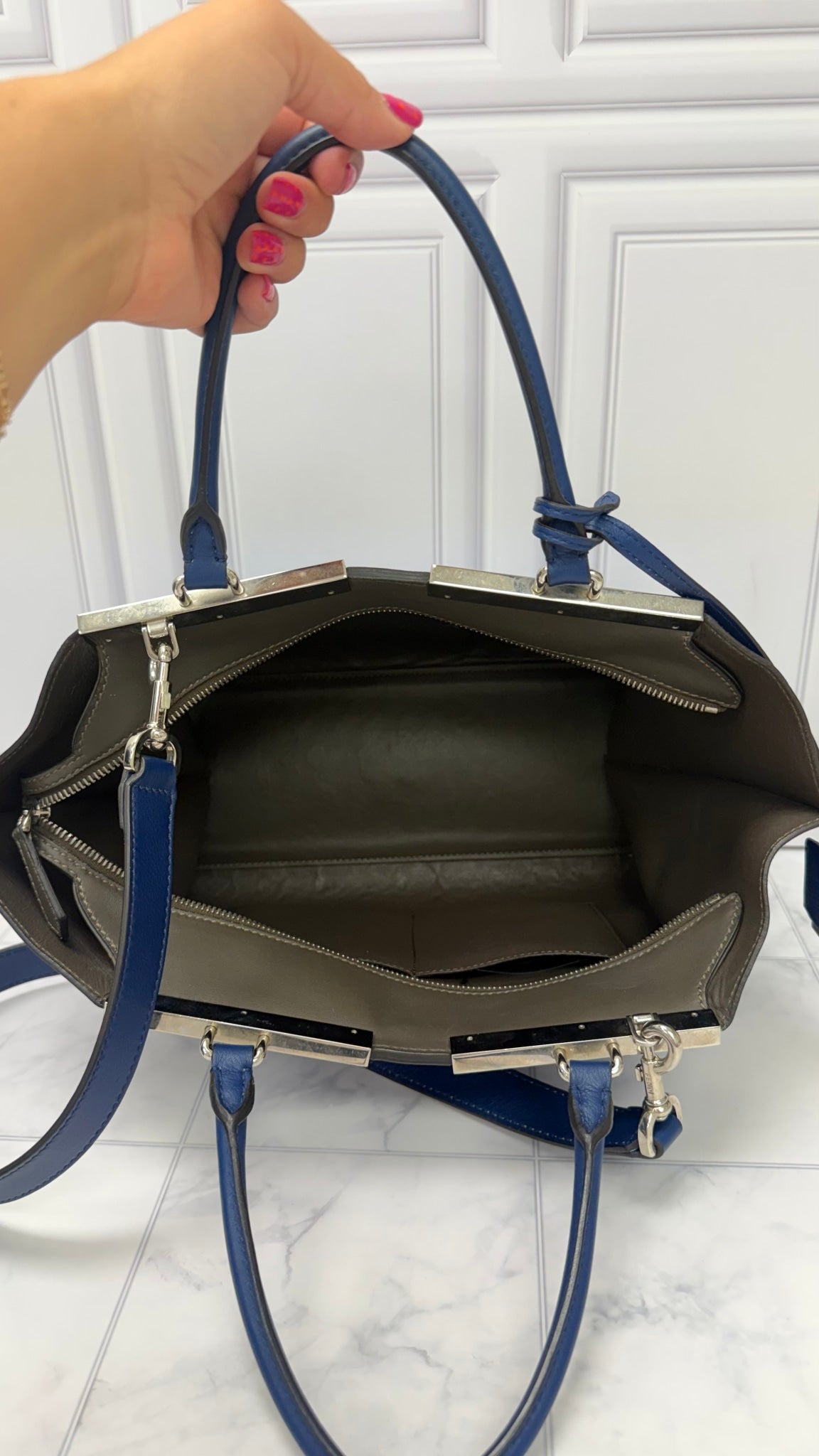 Fendi Navy Blue Leather 3Jours Handbag