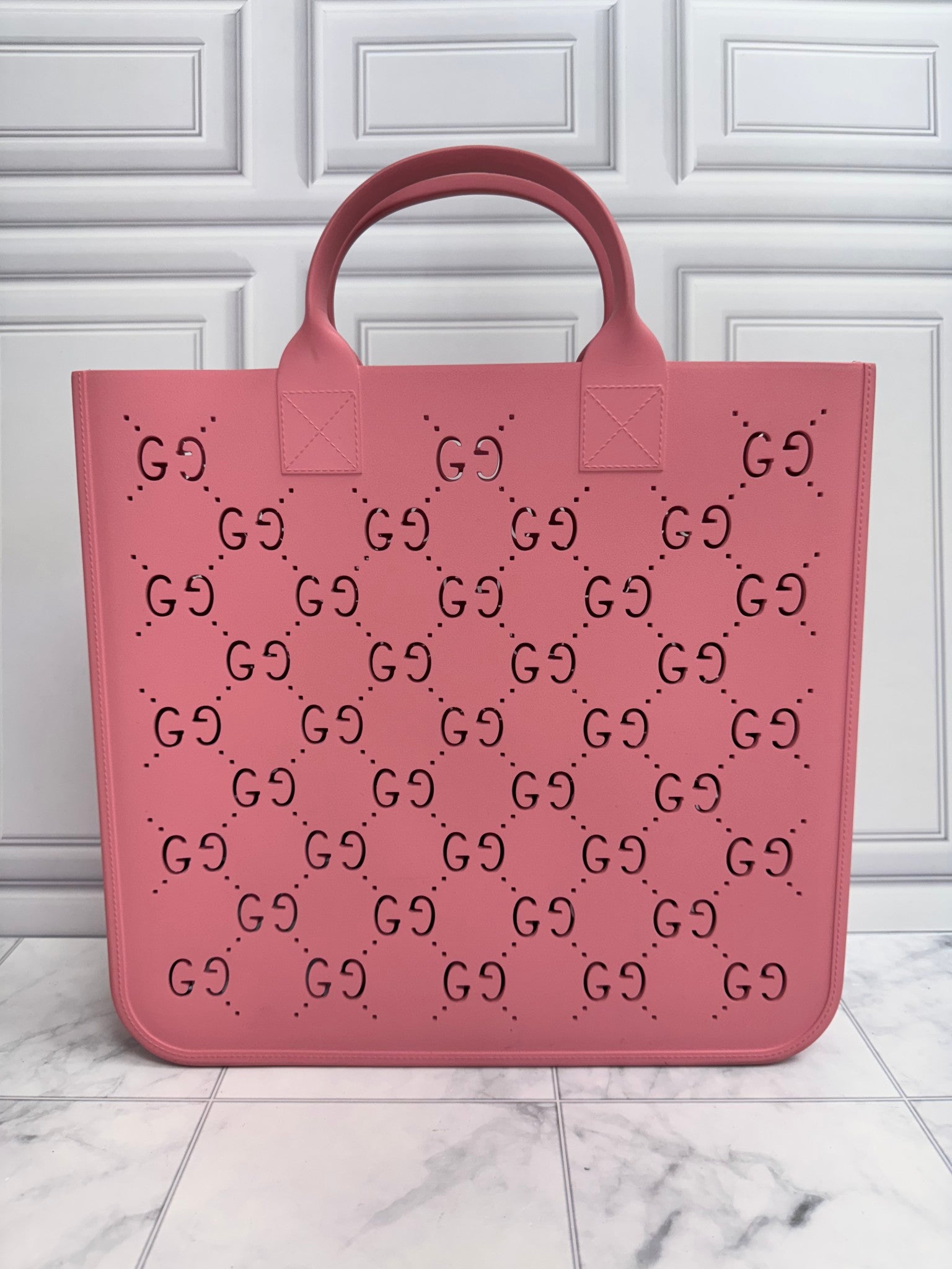 Gucci Pink GG Rubber Tote Bag