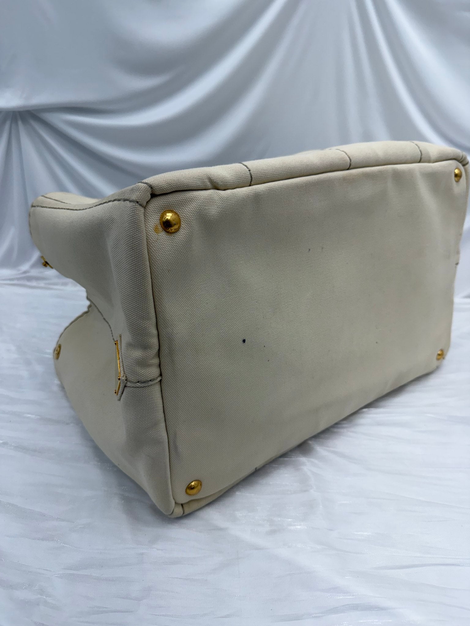 Prada Cream Canvas Large Canapa Handbag