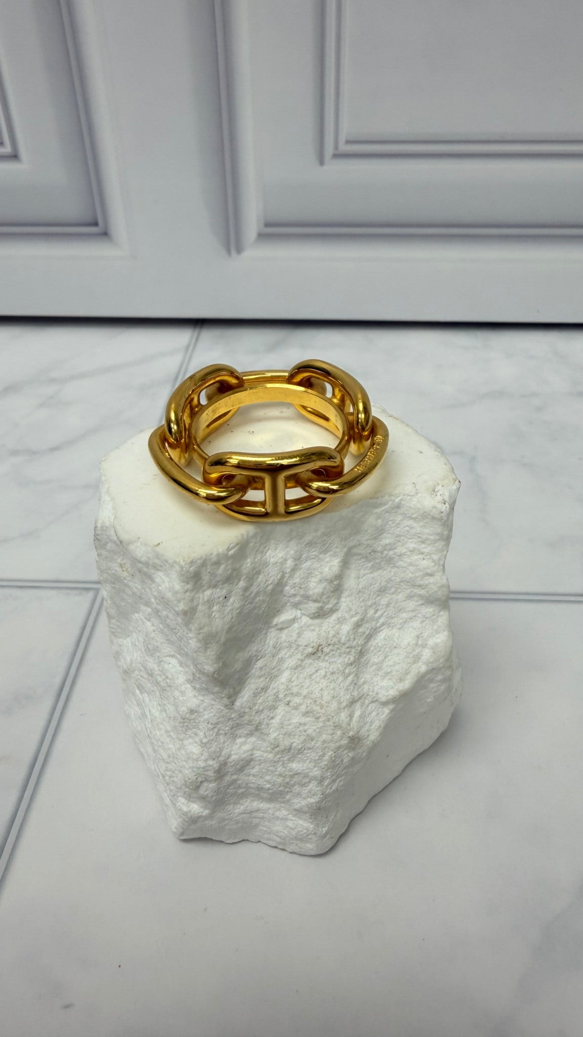 Hermes Gold Tone Regate Chaine D’ancre Scarf Ring
