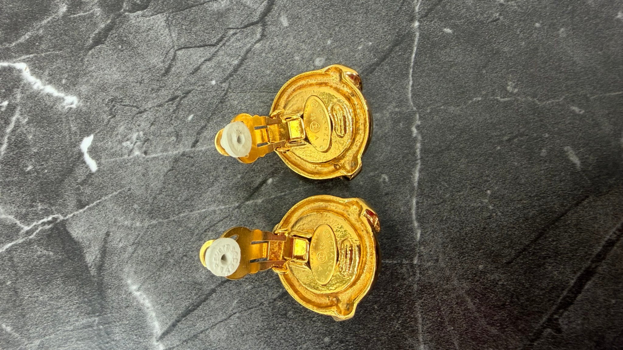 Chanel Vintage Gold Tone & Faux Pearl Rope Clip On Earrings