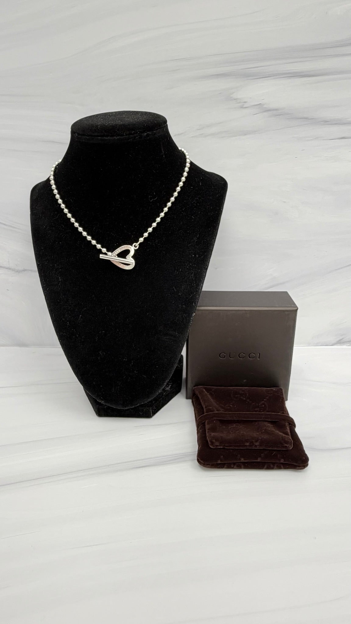 Gucci Silver Heart Chain Necklace